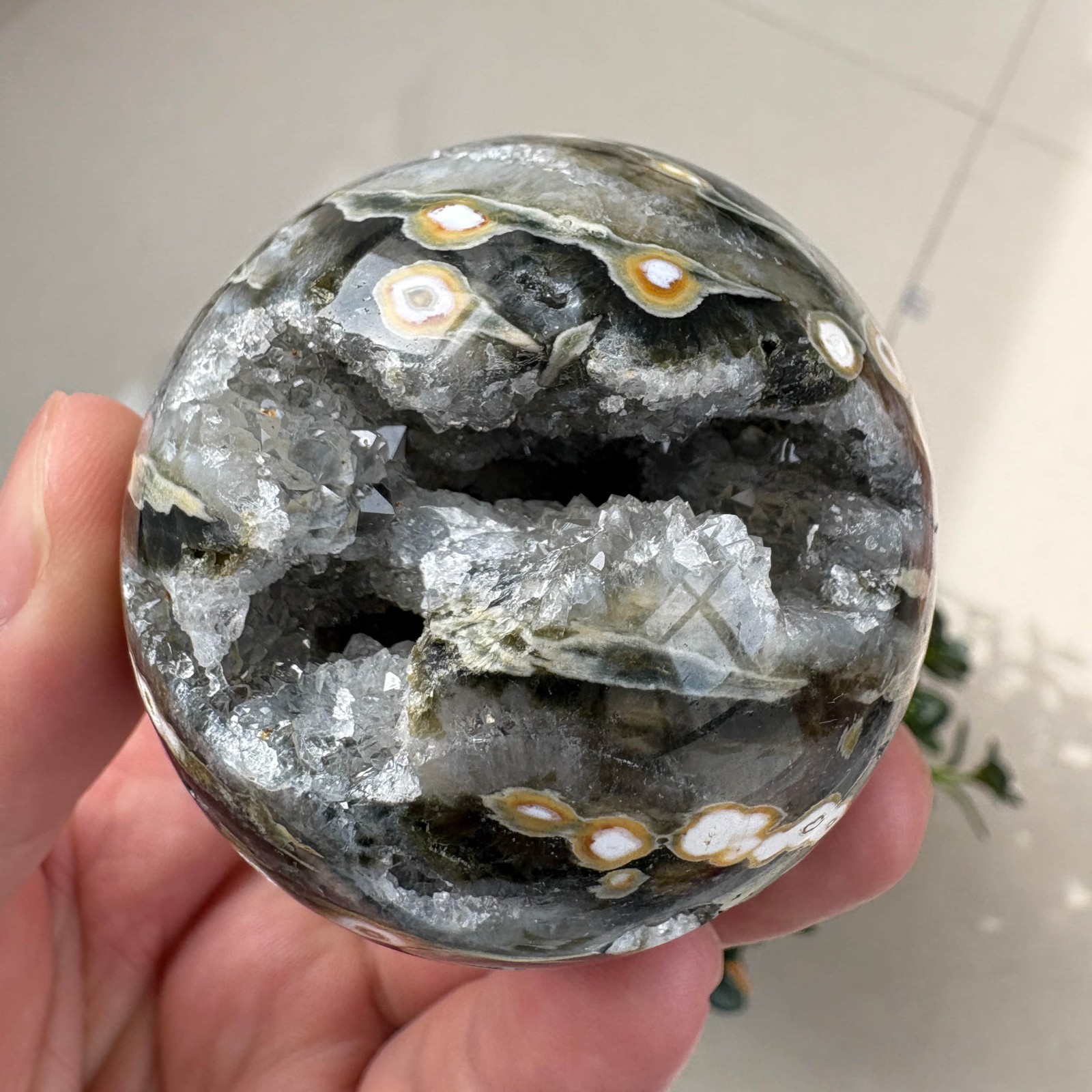 Natural 8th Vein Ocean Jasper Sphere 2.1″ 0.4 lb Crystal Ball Healing Gemstone
