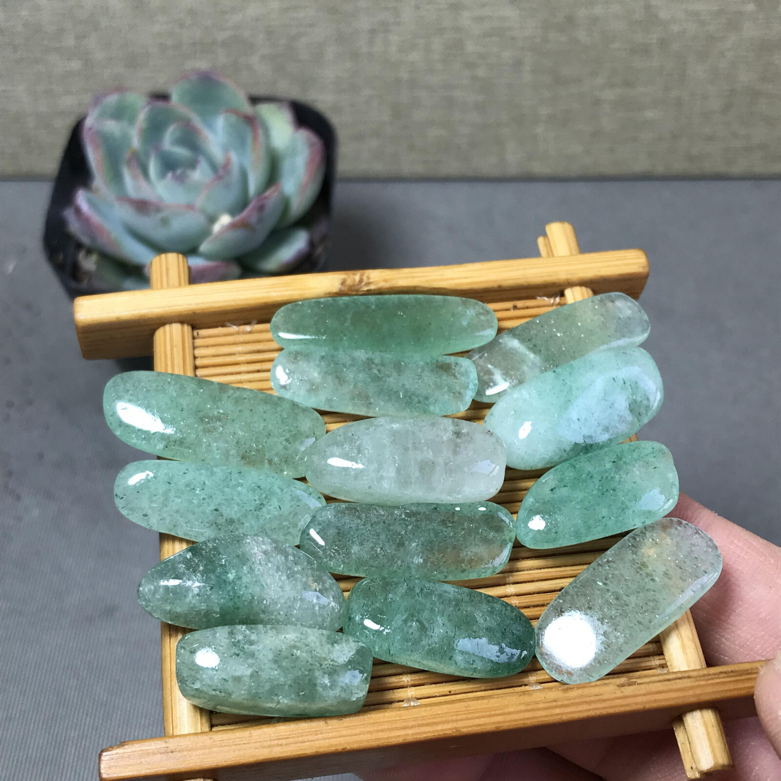 13Pcs Natural Green Strawberry Crystal gemstone Polish Mineral Specimen A6586
