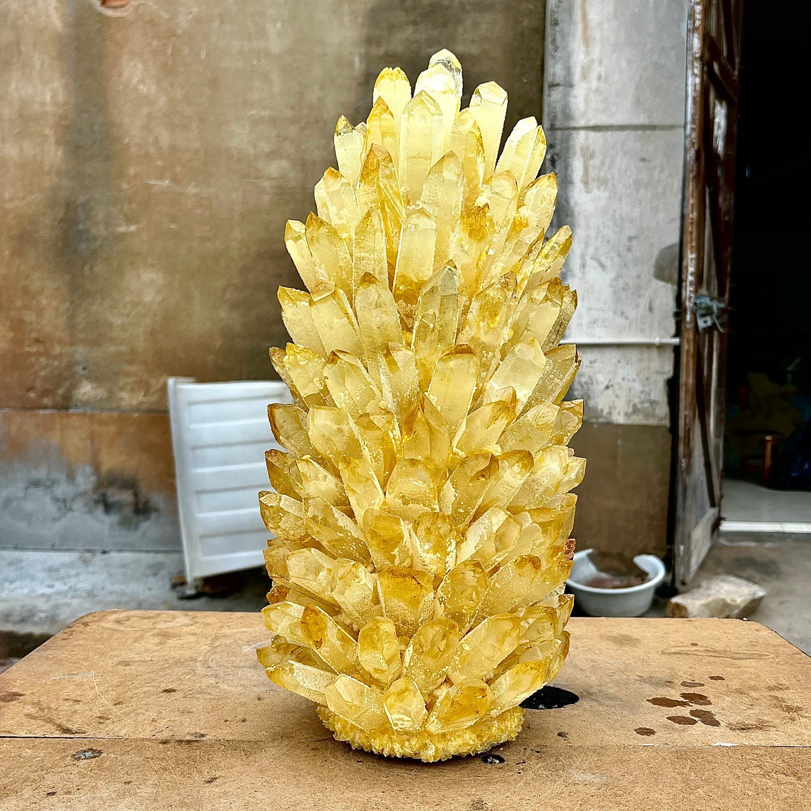 26.75LB Yellow Ghost Phantom Crystal Cluster Flower Raw Crystal Heal Quartz Deco