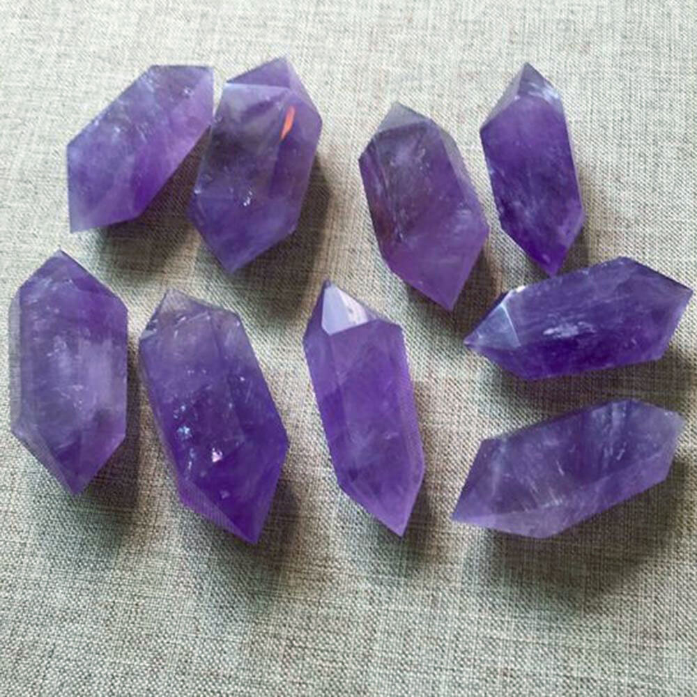 2pcs 30-60mm Natural Purple Amethyst Quartz Crystal Point Wand Obelisk Stone DIY