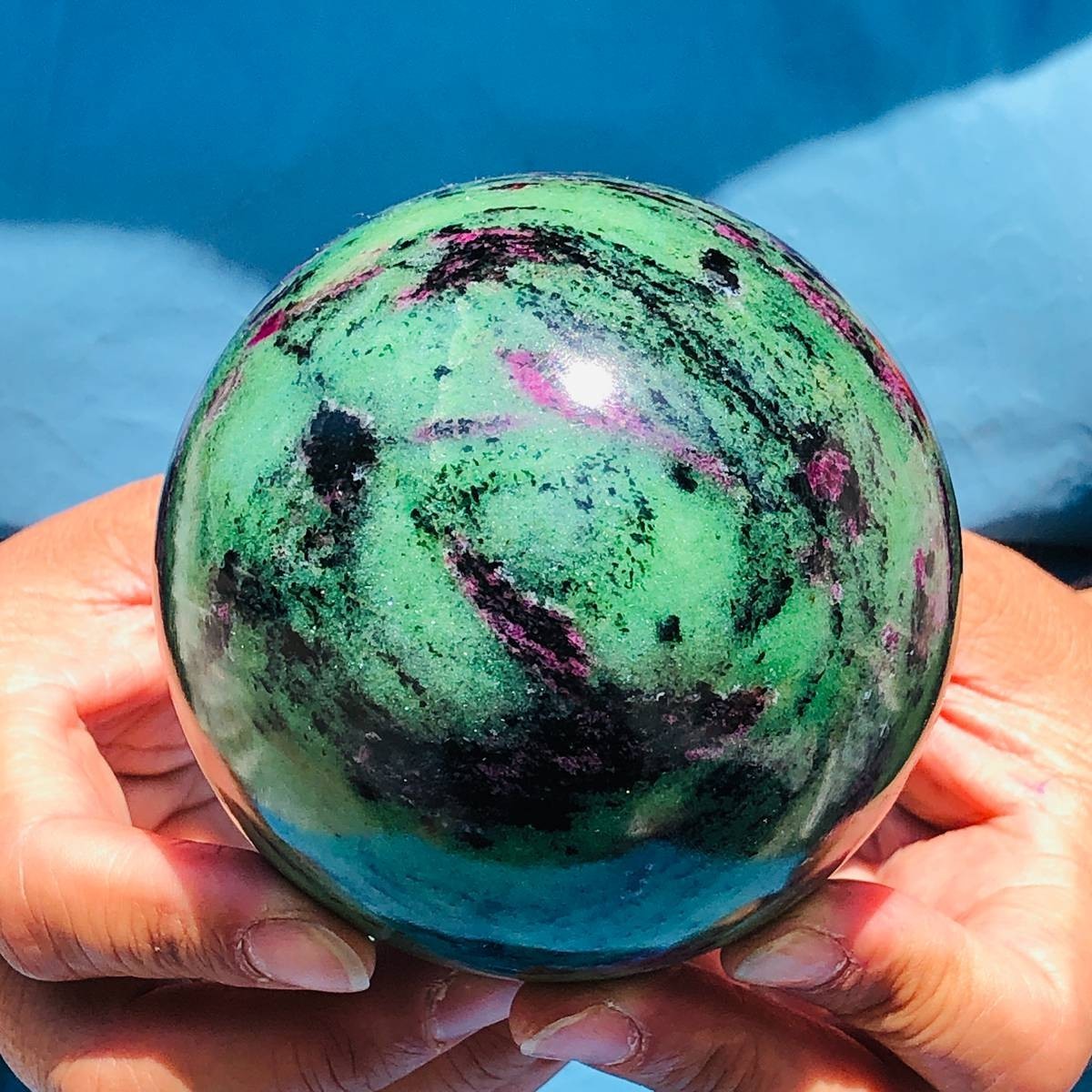 2 pieces 5.14LB Natural Red and Green Treasure Ball Quartz Crystal Specimen 5169