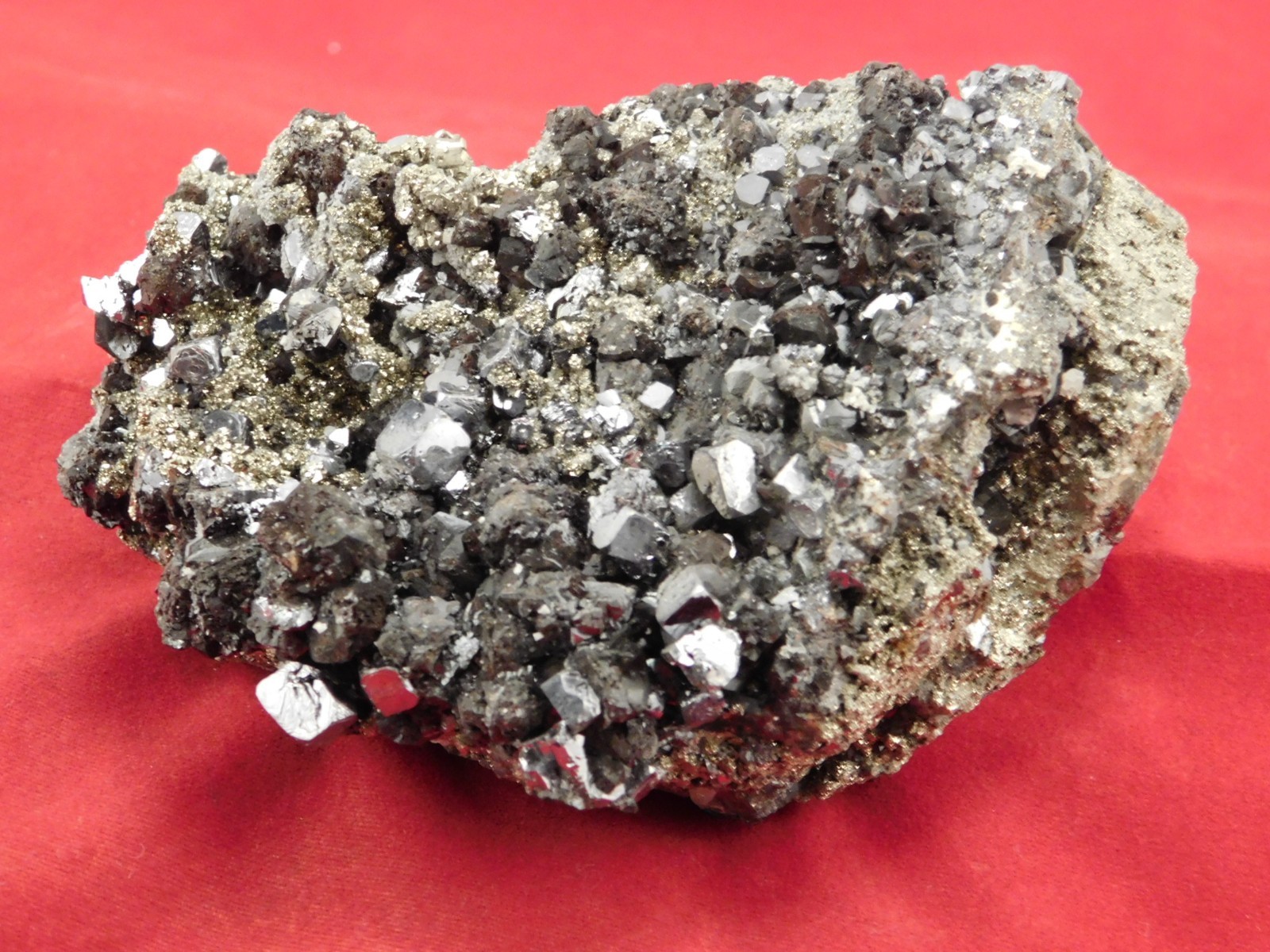Big! Galena Crystal CUBE Cluster with Druzy PYRITE and Sphalerite Peru 538gr