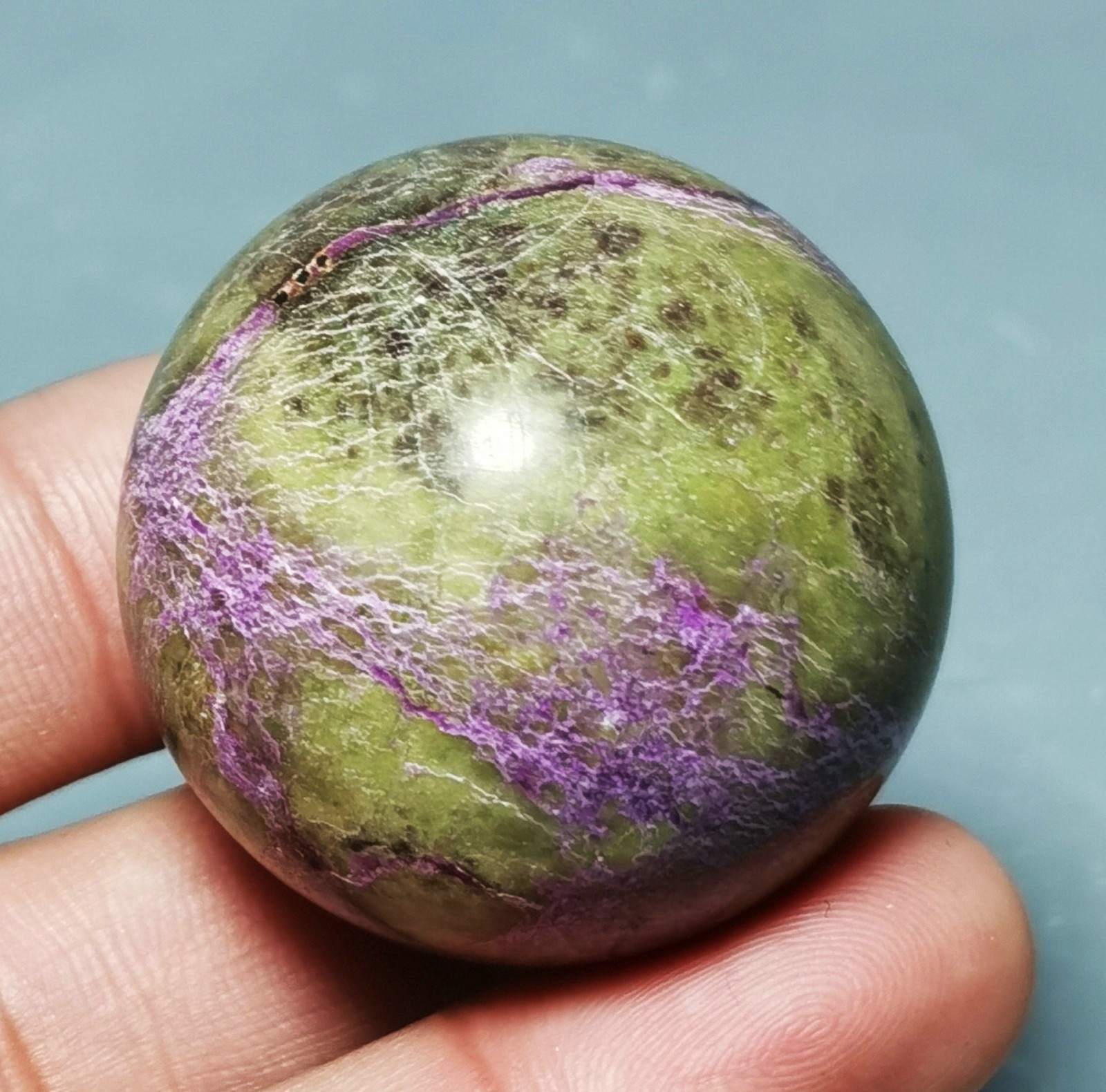 Very Rare Atlantisite Stichtite in Serpentine Polished Ball Reiki Healing