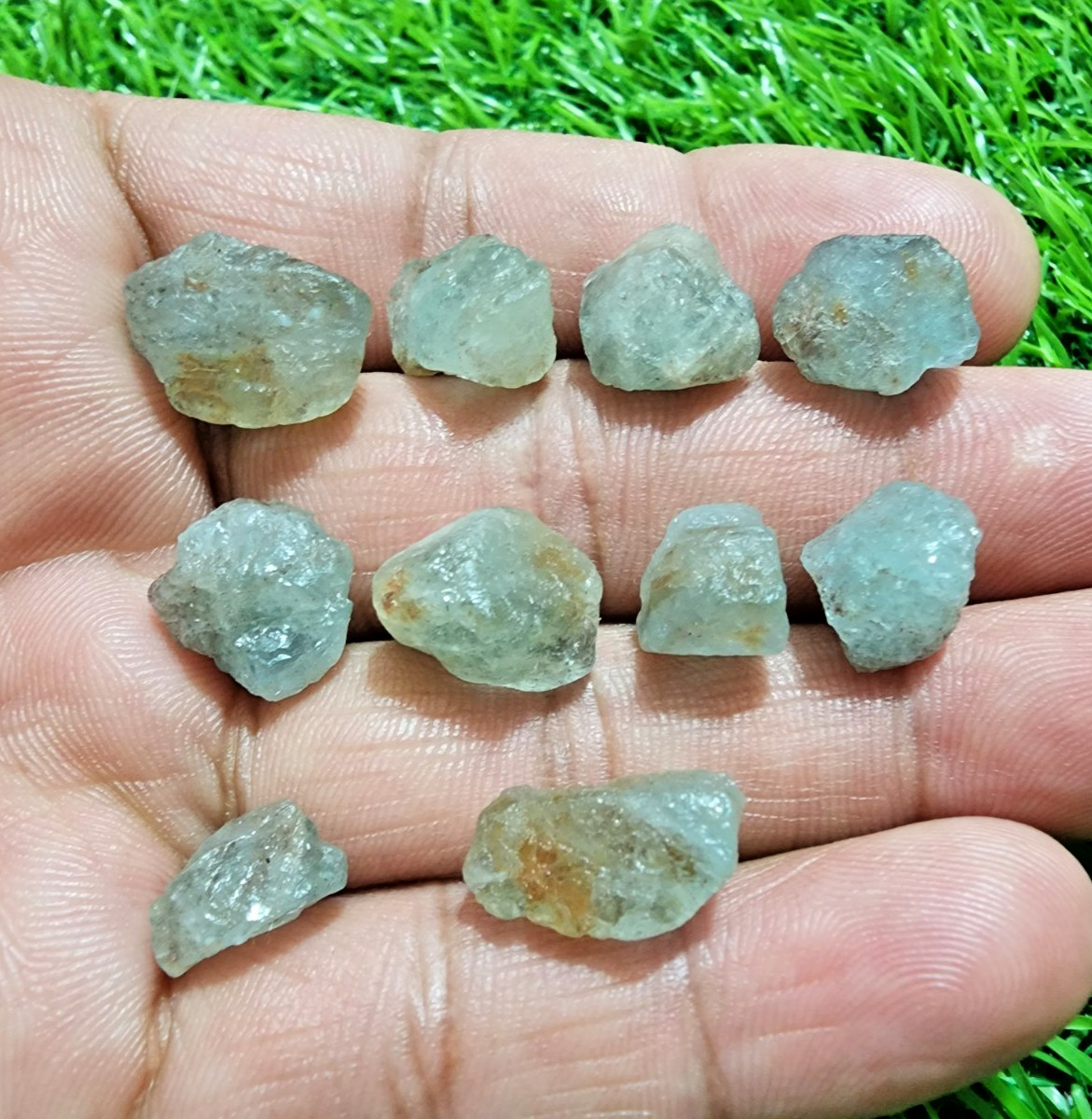 10Pcs Awesome Blue Aquamarine Gemstone Rough Lot 10-17mm Aquamarine Raw Stones