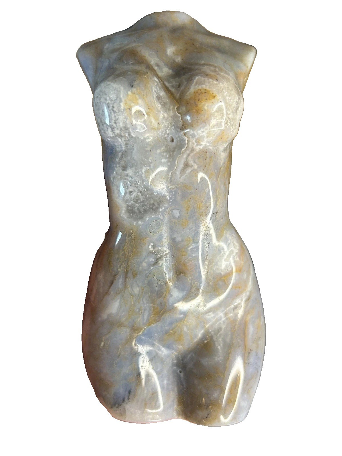 Natural Moss Agate Goddess Torso Carving 4” Divine Feminine Crystal Statue