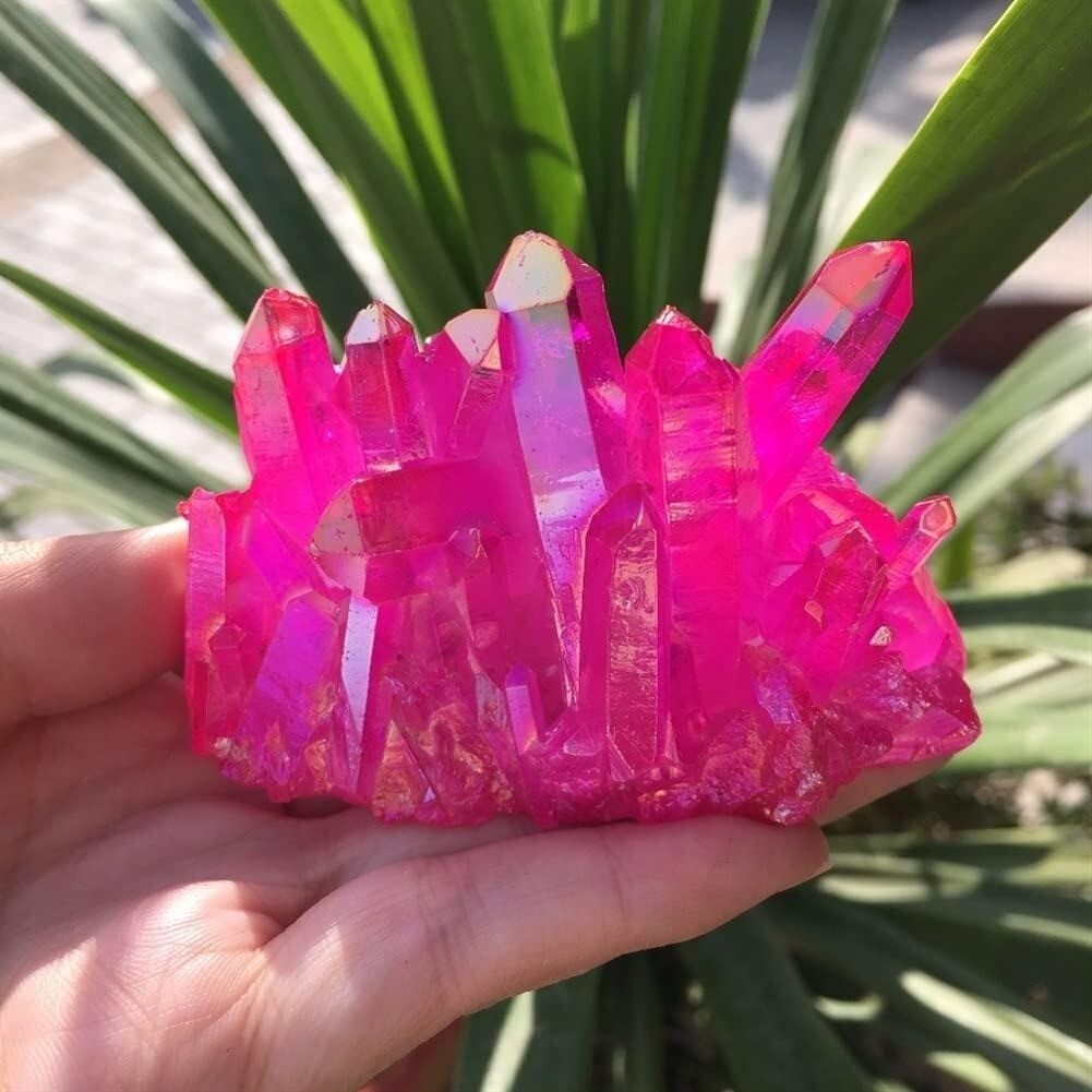 Pink Angel Aura Quartz Cluster – Chakra Healing Crystal for Positive Home Decor