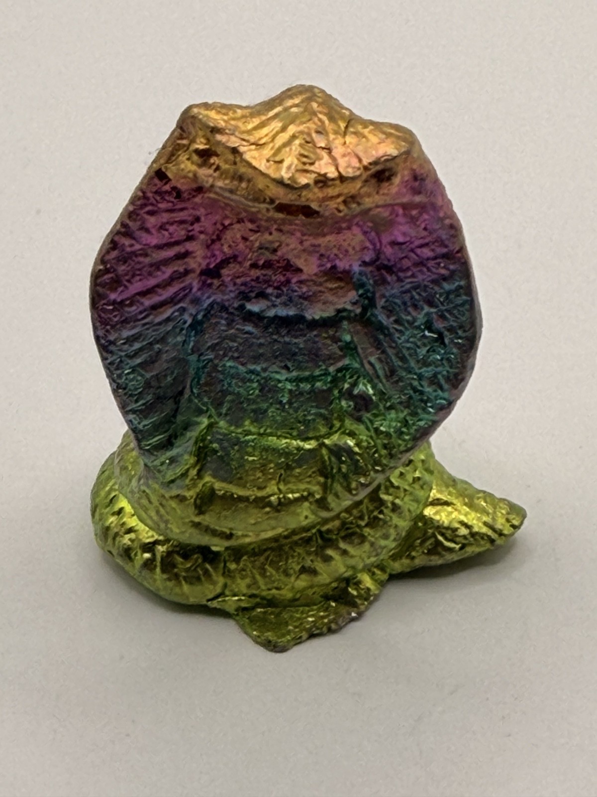 Rainbow Bismuth Cobra Crystal Animal Carving Iridescent Snake 1.5in