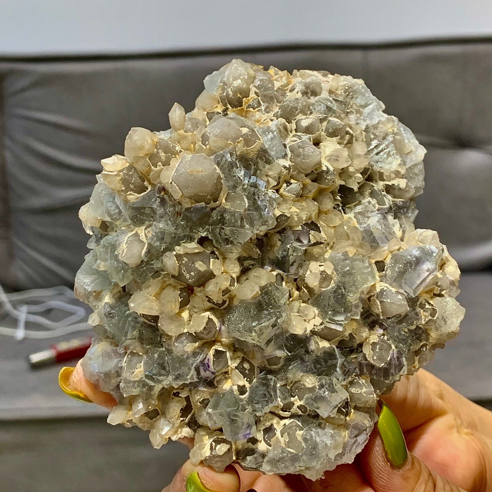 1.29LB Natural Fluorite+Crystal Cluster Mineral Specimen/InnerMongolia
