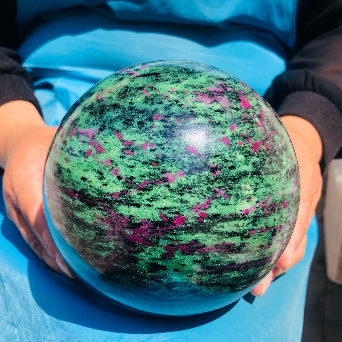 7.7LB Natural green Ruby zoisite (anylite) crystal ball sample Healing