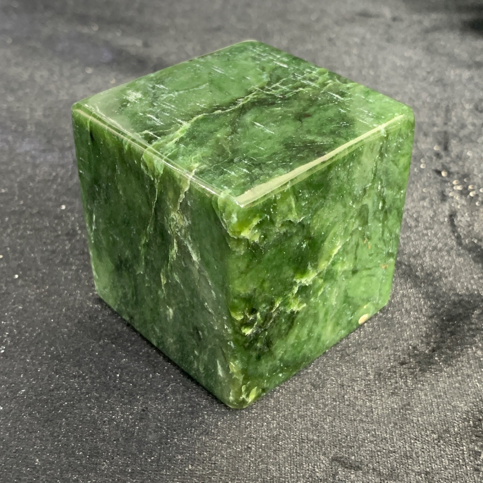 Top Quality Nephrite Jade Cube – 360g Hand-Polished Natural Healing Stone