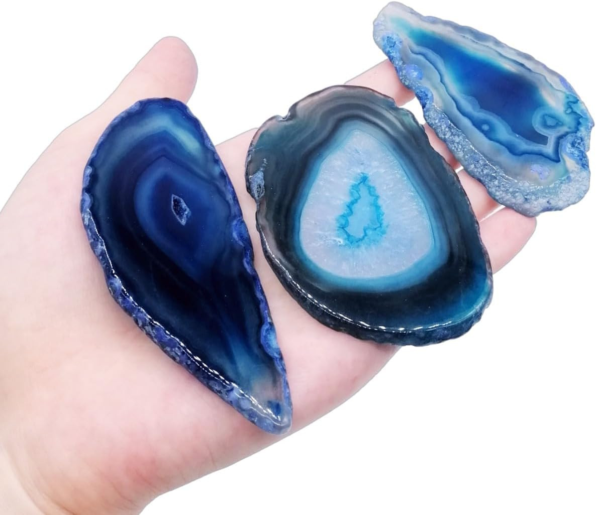 15Pcs Irregular Agate Geode Light Table Slice Bulk Dyed Blue Color Polished Agat