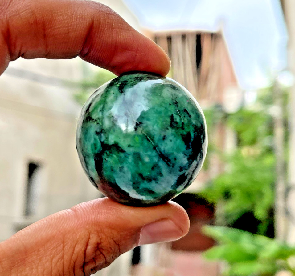 Rare Natural Green Emerald Sphere 85g 39mm Premium Collector Crystal