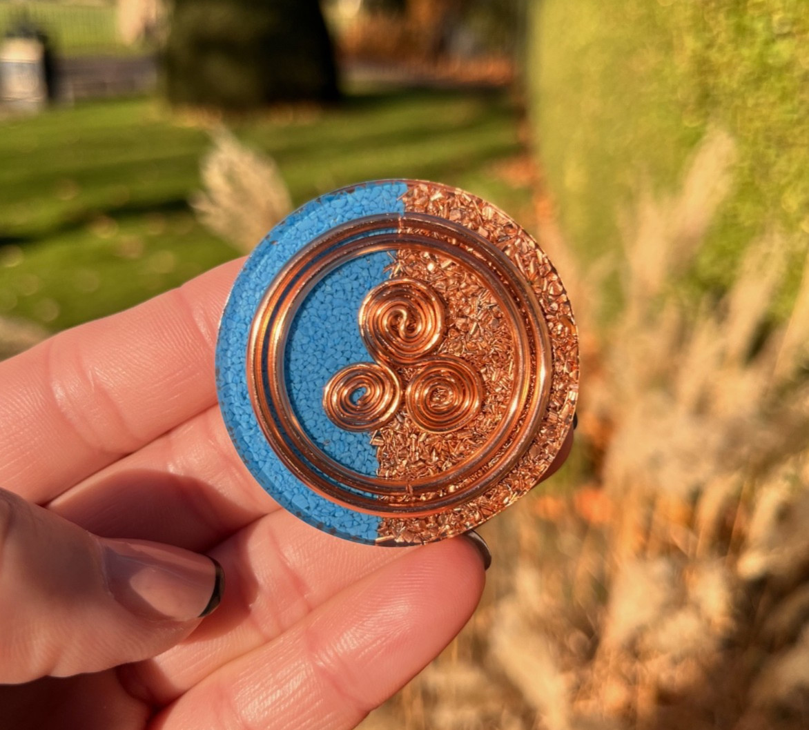 Pocket OG ORGONITE made of COPPER, METAL, Turquoise CRYSTALS and RESIN Handmade