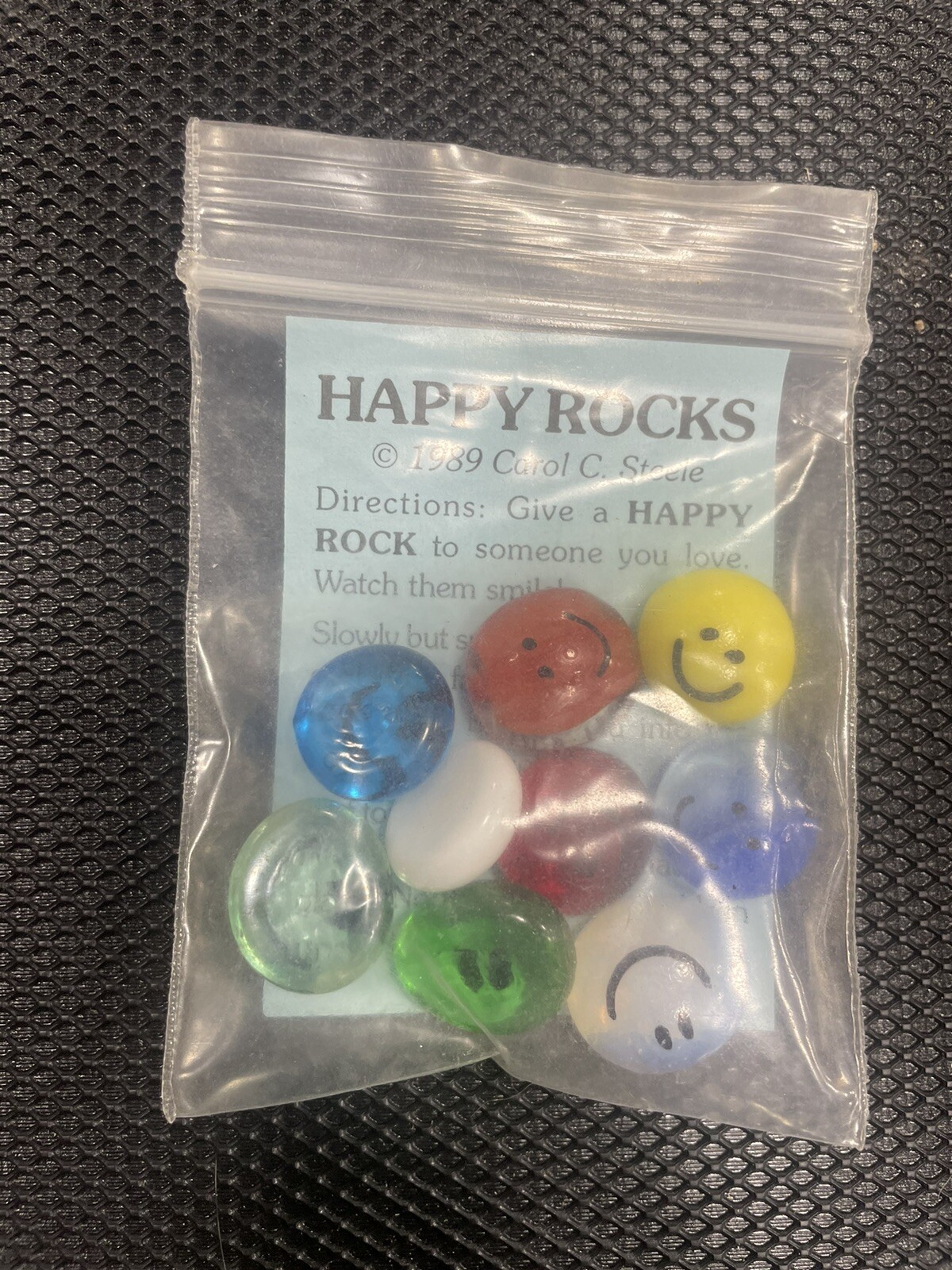 Vintage Happy Rocks 1989 Carol C Steele made from glass Pack Of 9 Retro Rocks