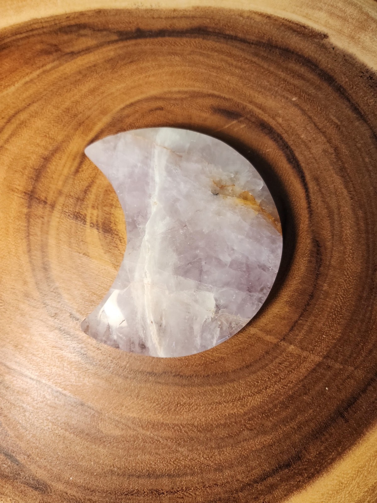 light purple amethyst moon carving