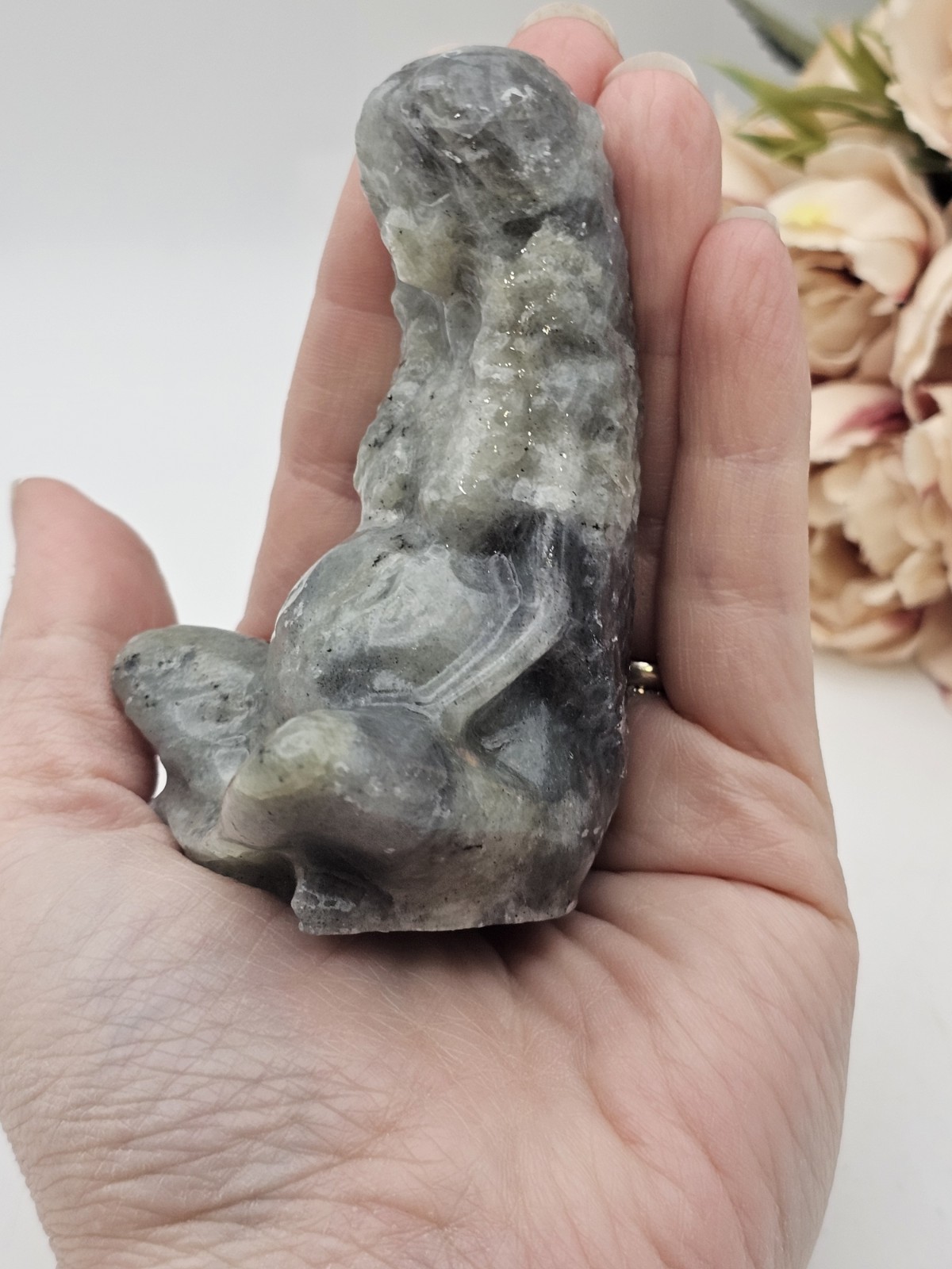 ✨️SALE✨️ Labradorite Mother Earth Crystal Gaia Carving 159g Lab 7.6 x5.3 x 4.4cm