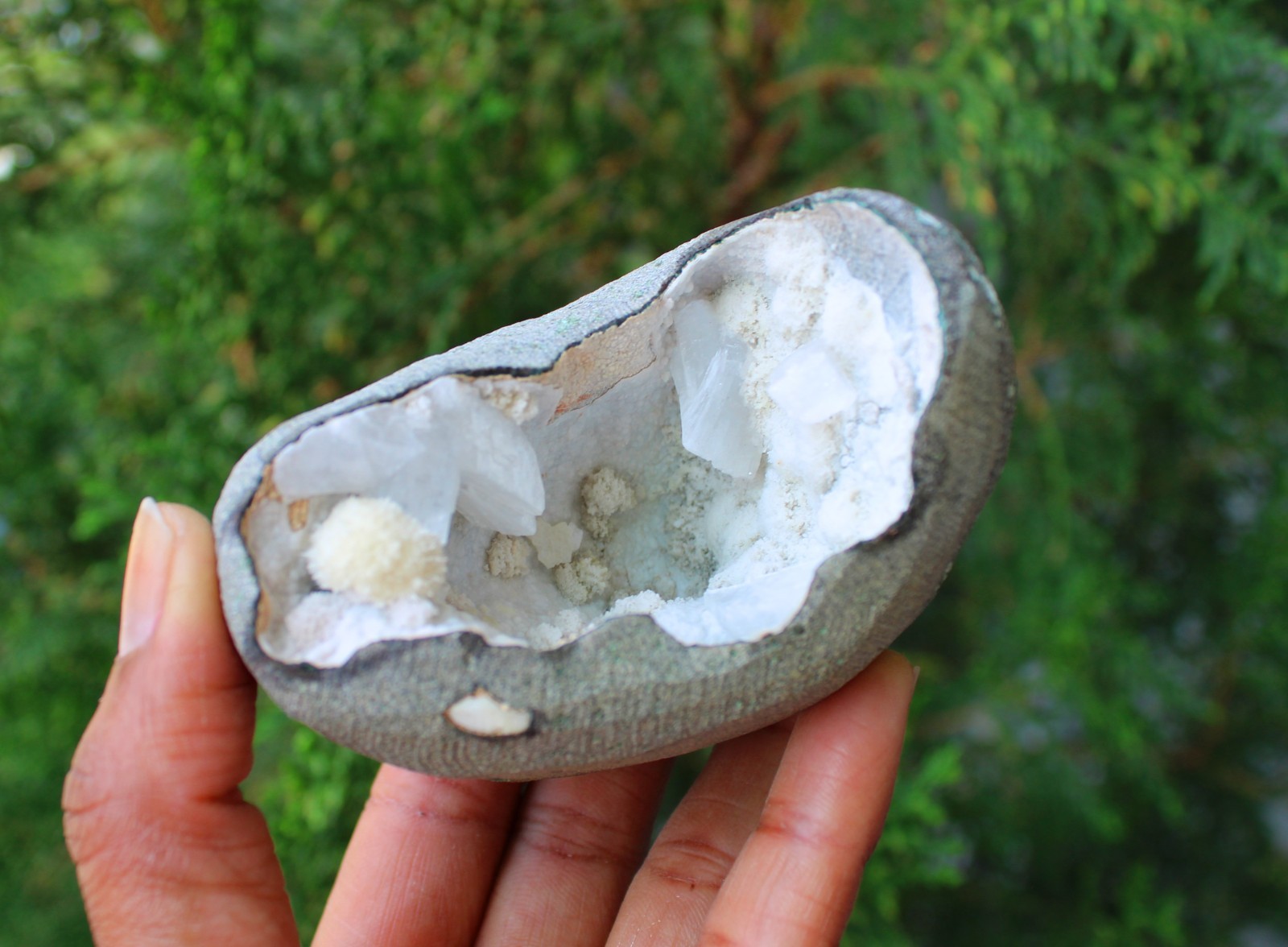 Heulandite With Okenite In Geode Minerals Specimen#A9