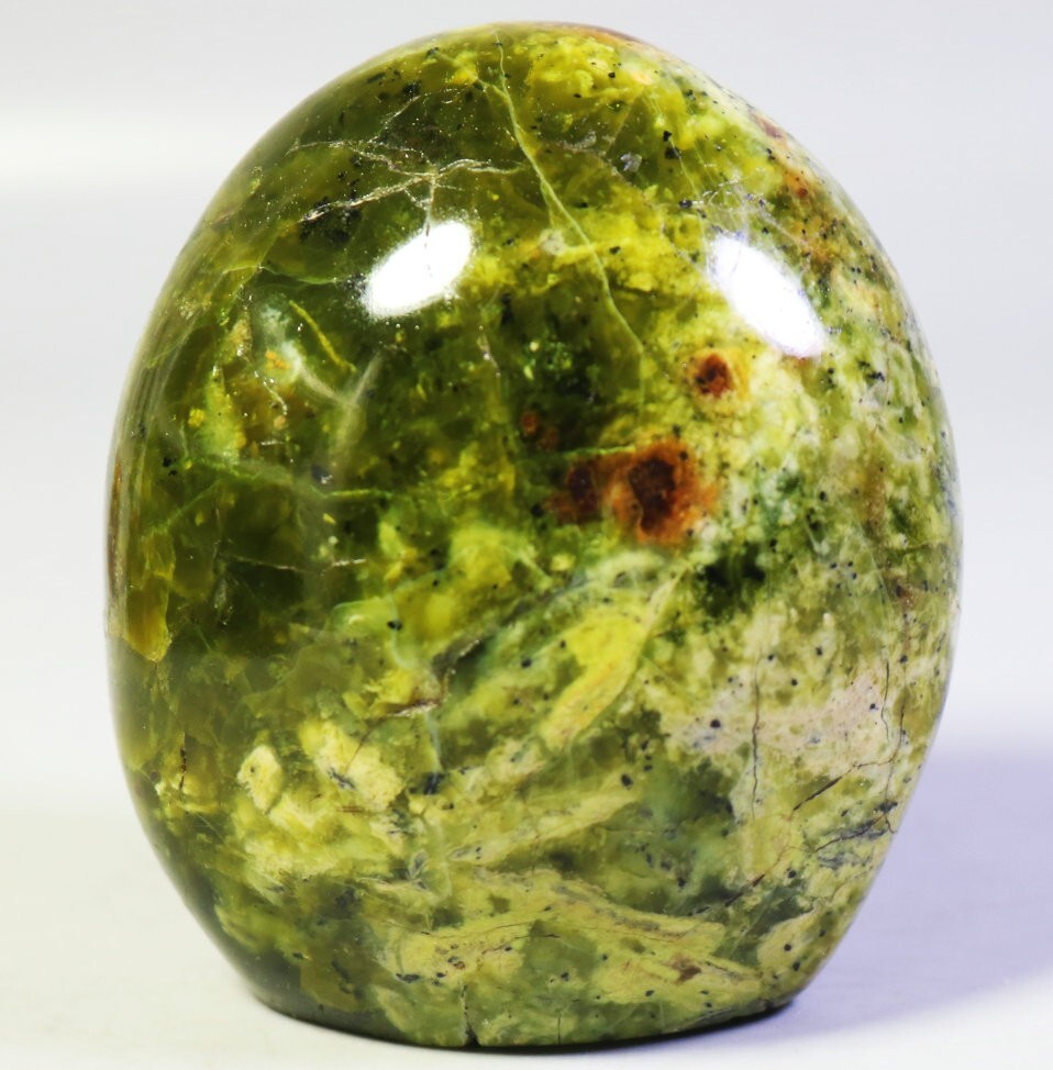 271g Natural Polished Green Opal Pattern Quartz Crystal Palm Stone Madagascar