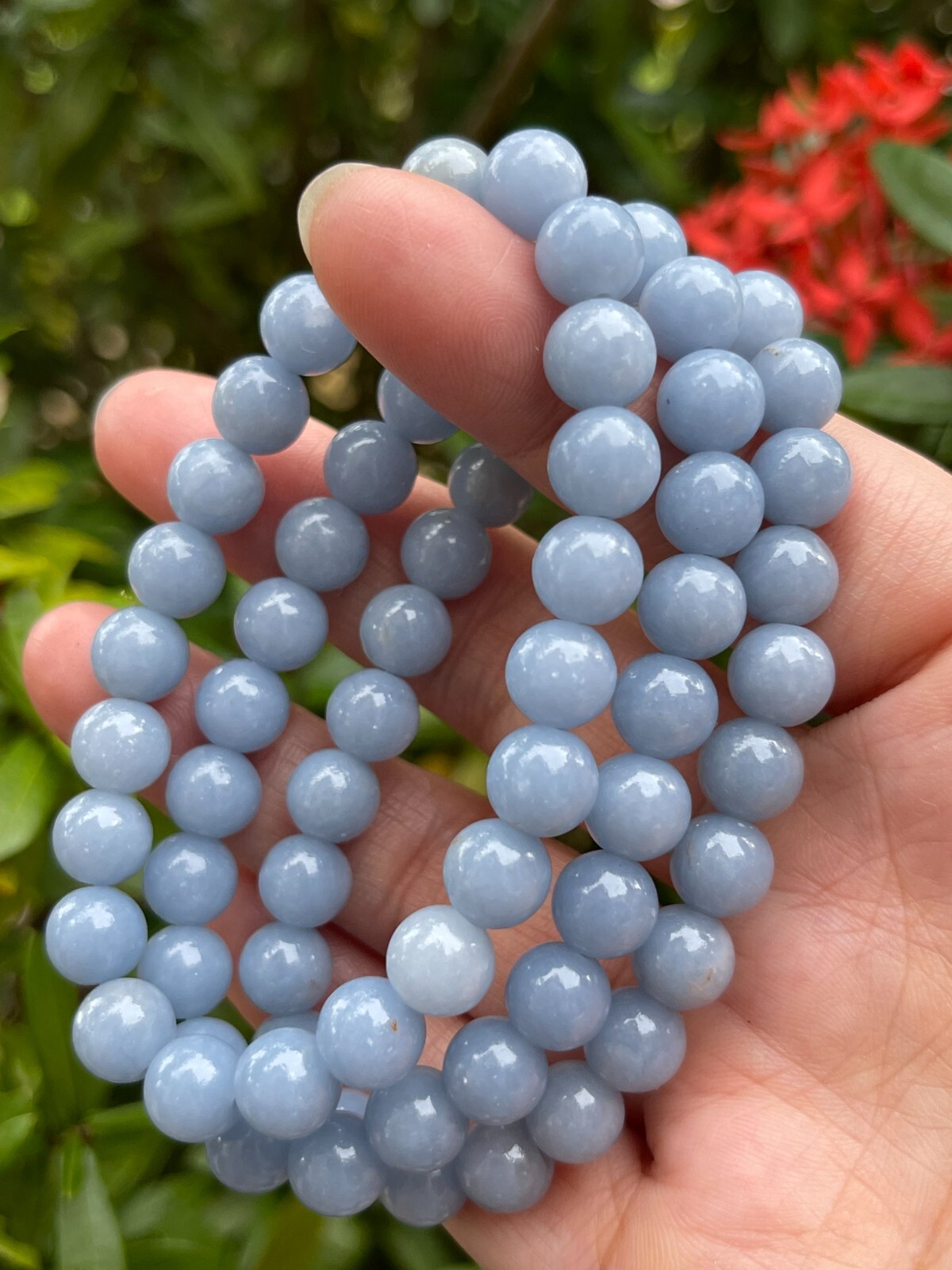 Grade A++ Angelite Crystal Bead Bracelet 8mm,Genuine Gemstone Bracelet,Bulk Lot