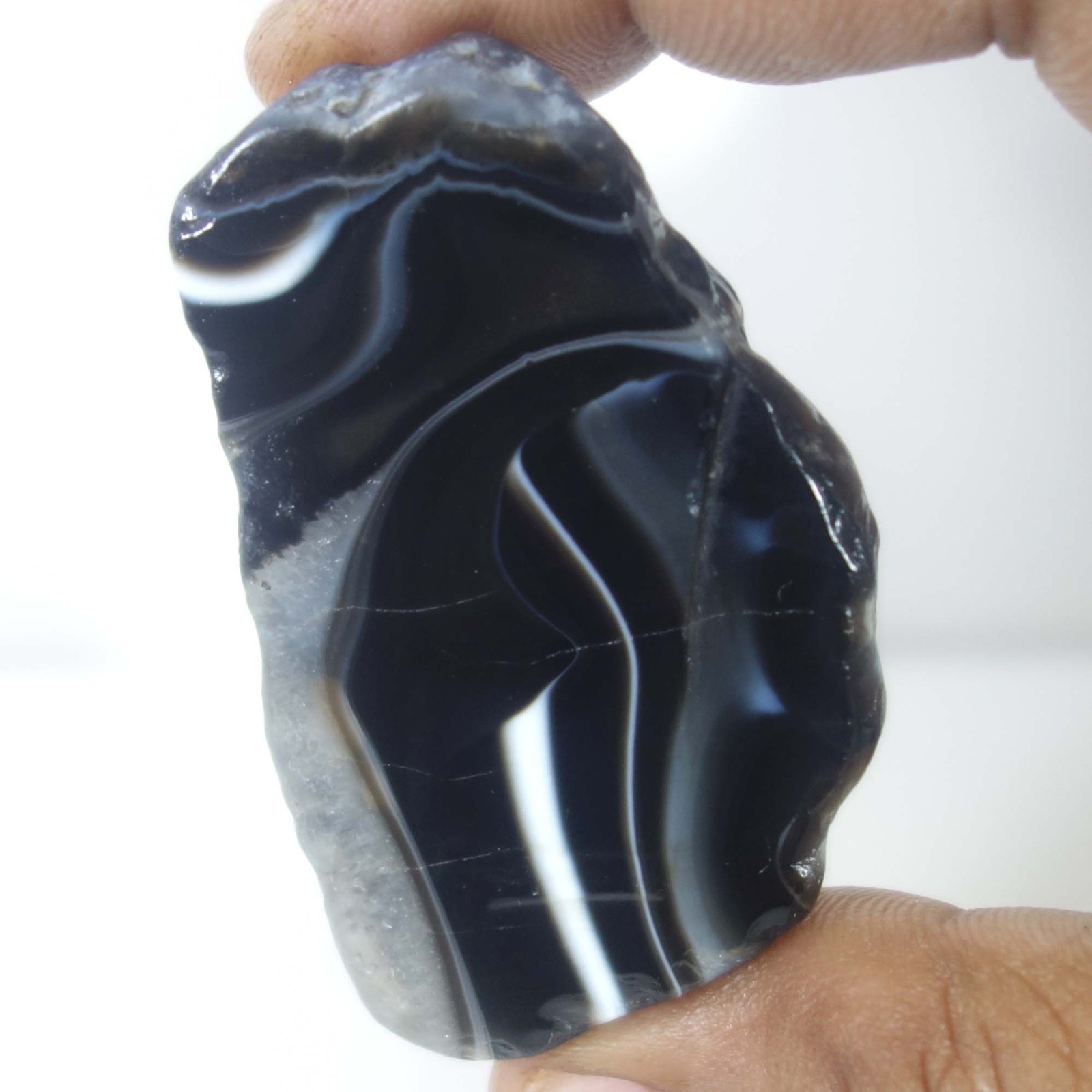 Top Quality 137.40 Cts Natural Black Banded Agate Guasha Crystal Rough Gemstone