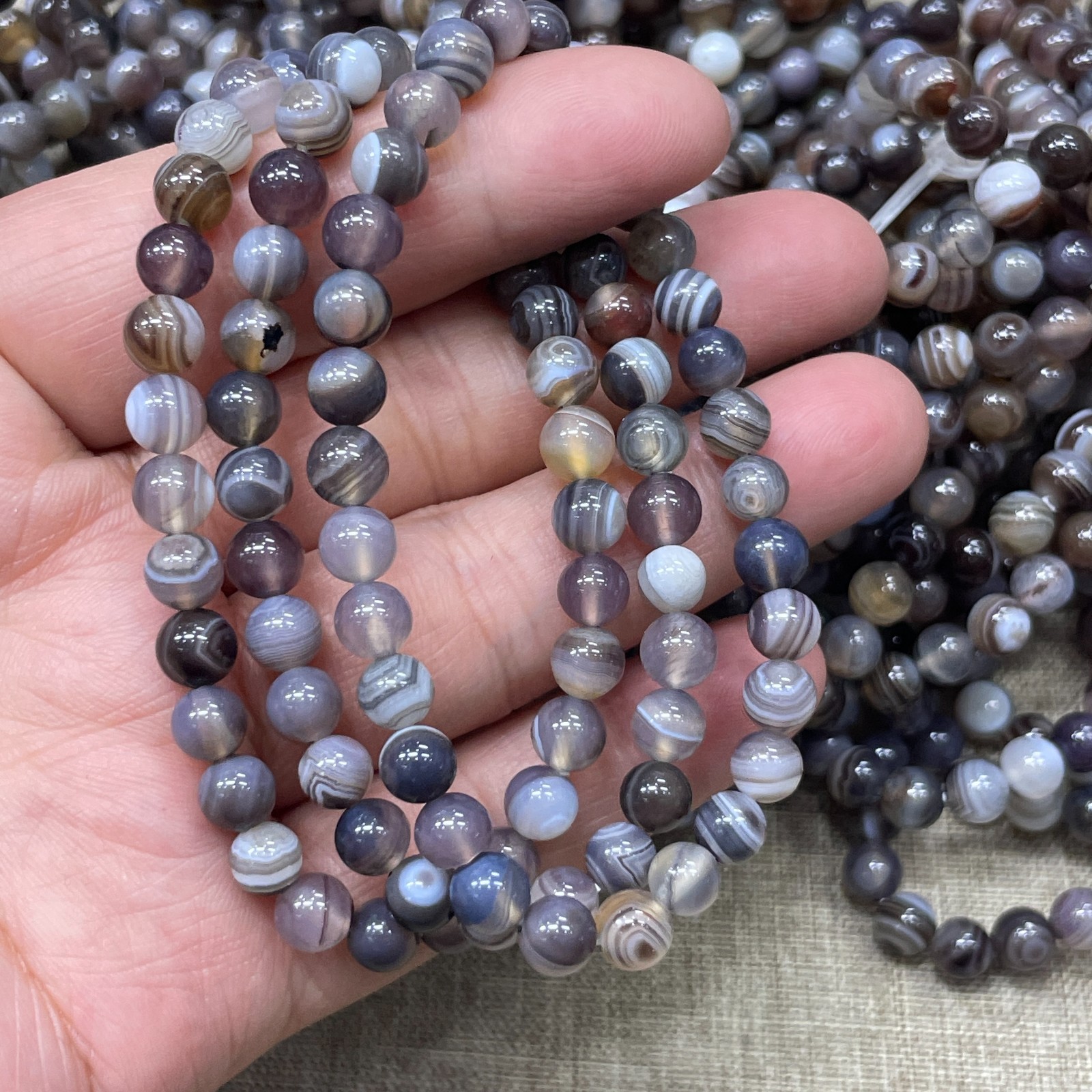 Wholesale 1 Pcs Persian agate Stone ball beads 6mm 7.5″ crystal Stretch Bracelet