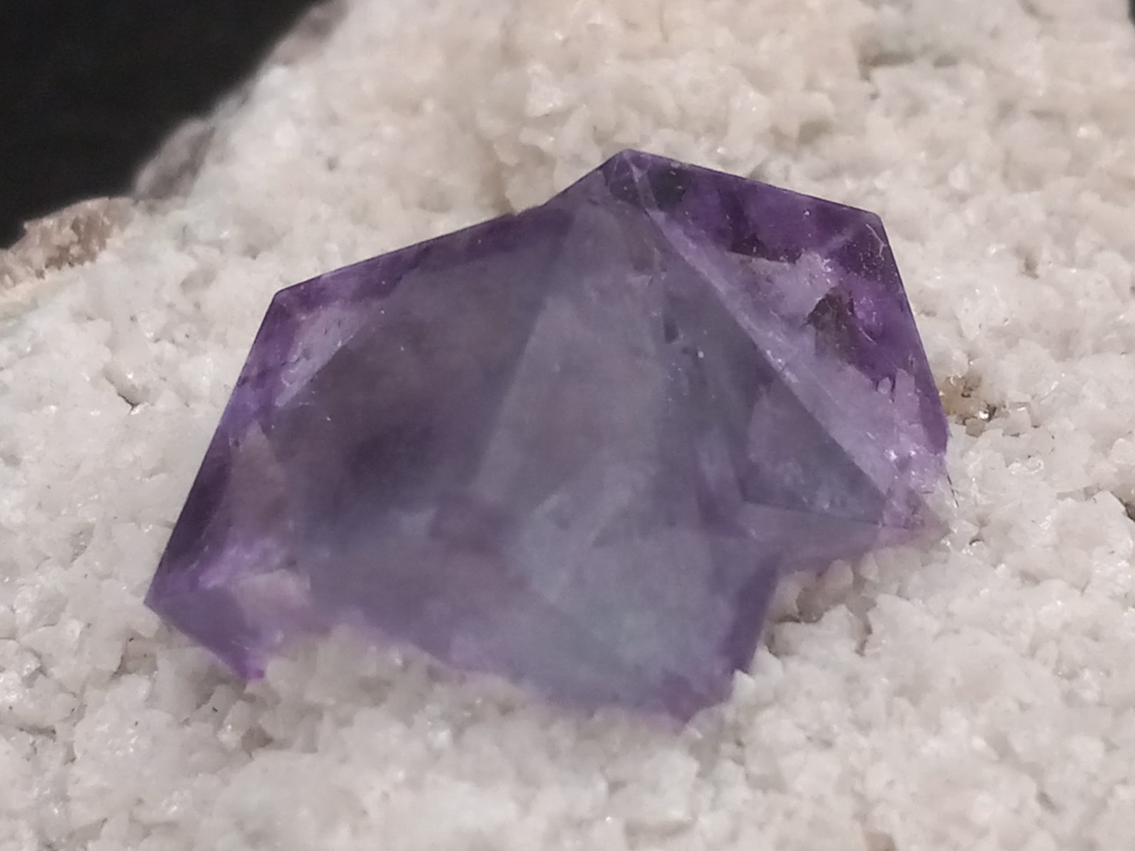 Purple Fluorite Cube Specimen with White Quartz on Matrix from Yaogangxian