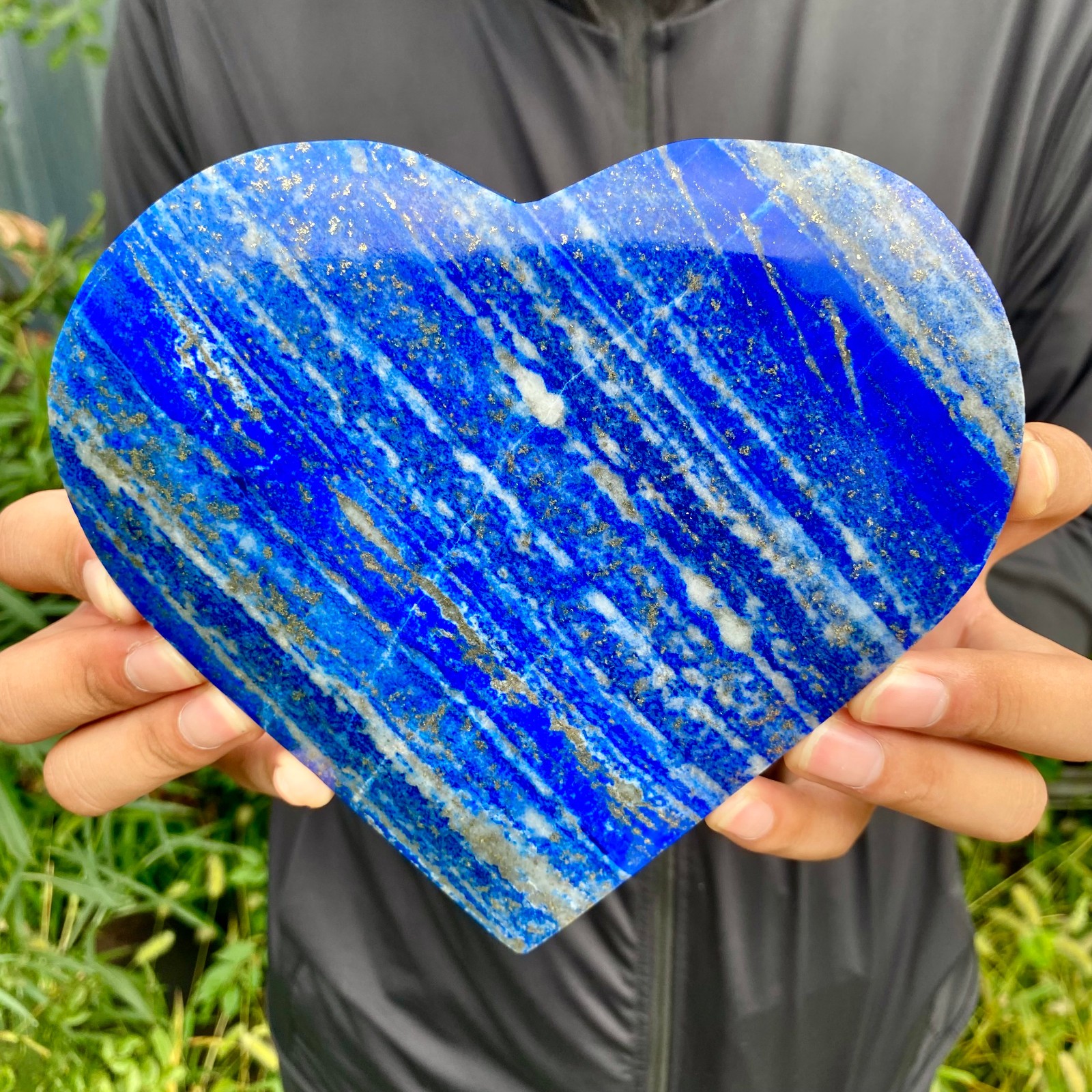 2.1LB Natural Polished Lapis Lazuli Heart Stone Chakra Healing Crystal Home De