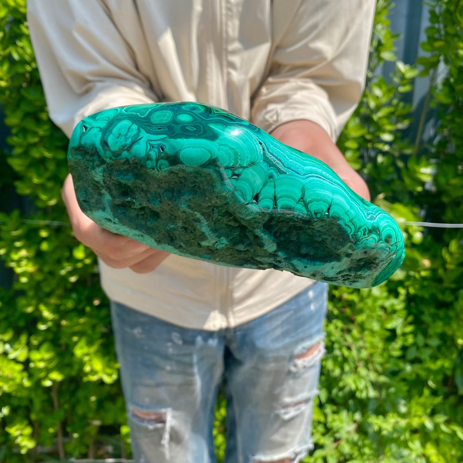 4.54LB Natural glossy Malachite transparent cluster rough mineral sample