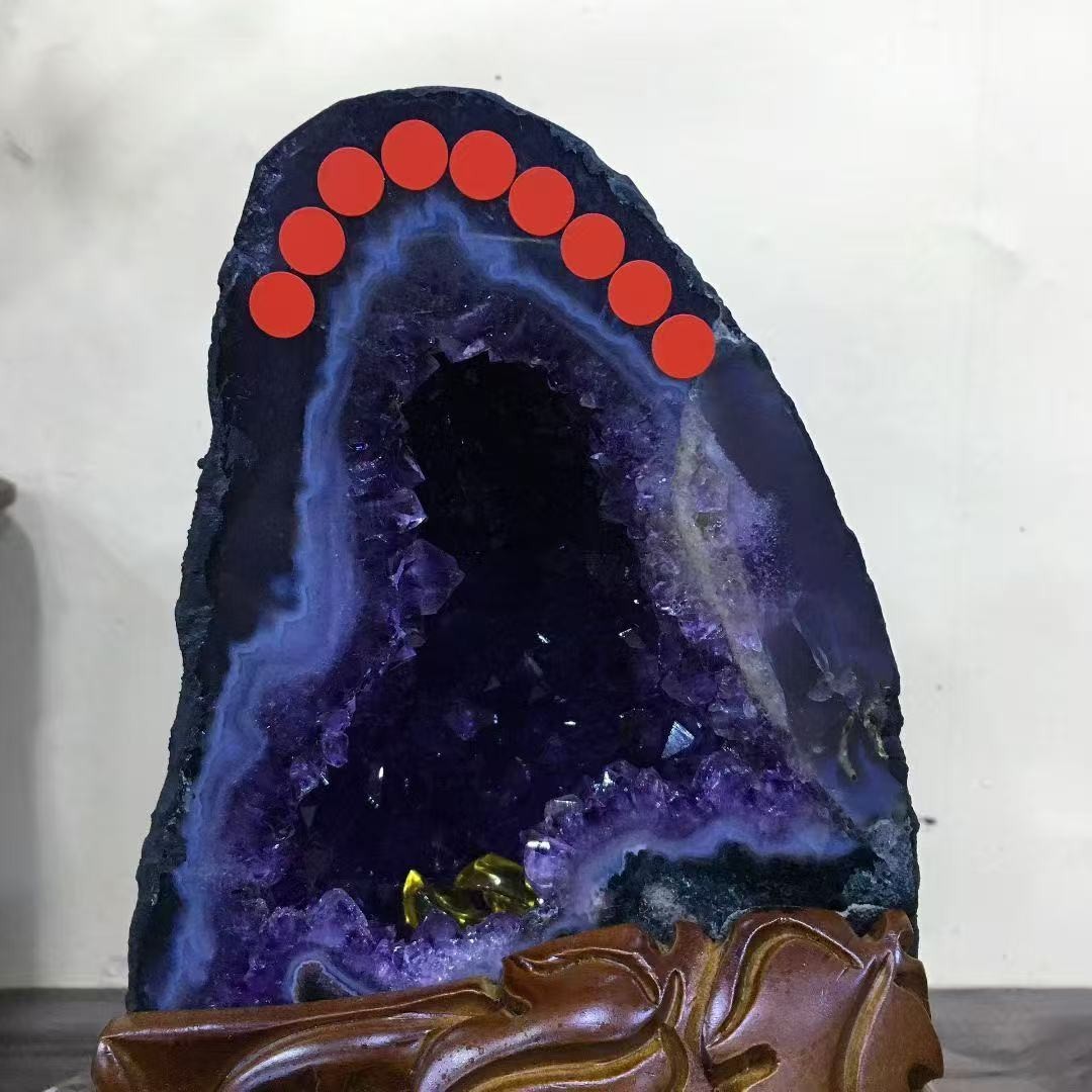10.5LB TOP Natural Uruguay Amethyst Geode Quartz Crystal Reiki Decor + Stand A+