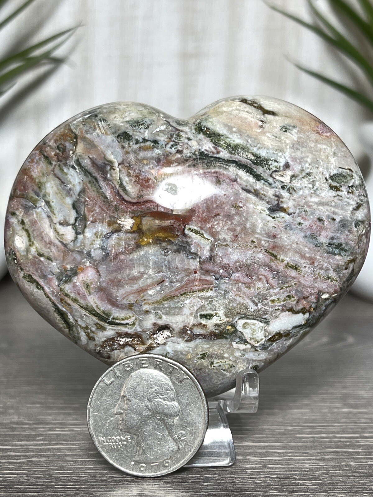 205g COSMIC JASPER HEART 🧡 Crystal Ocean Mineral Sea Pink Chakra Reiki