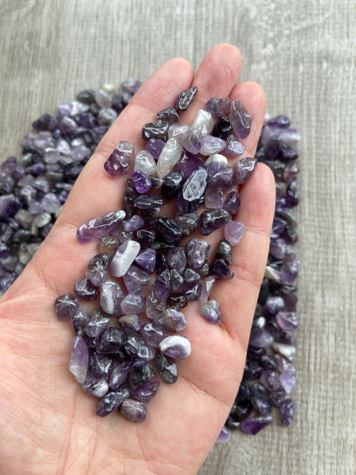 Grade A++ Amethyst Semi Tumbled Gemstone Mini Chips 5-12 mm, Wholesale Bulk Lot