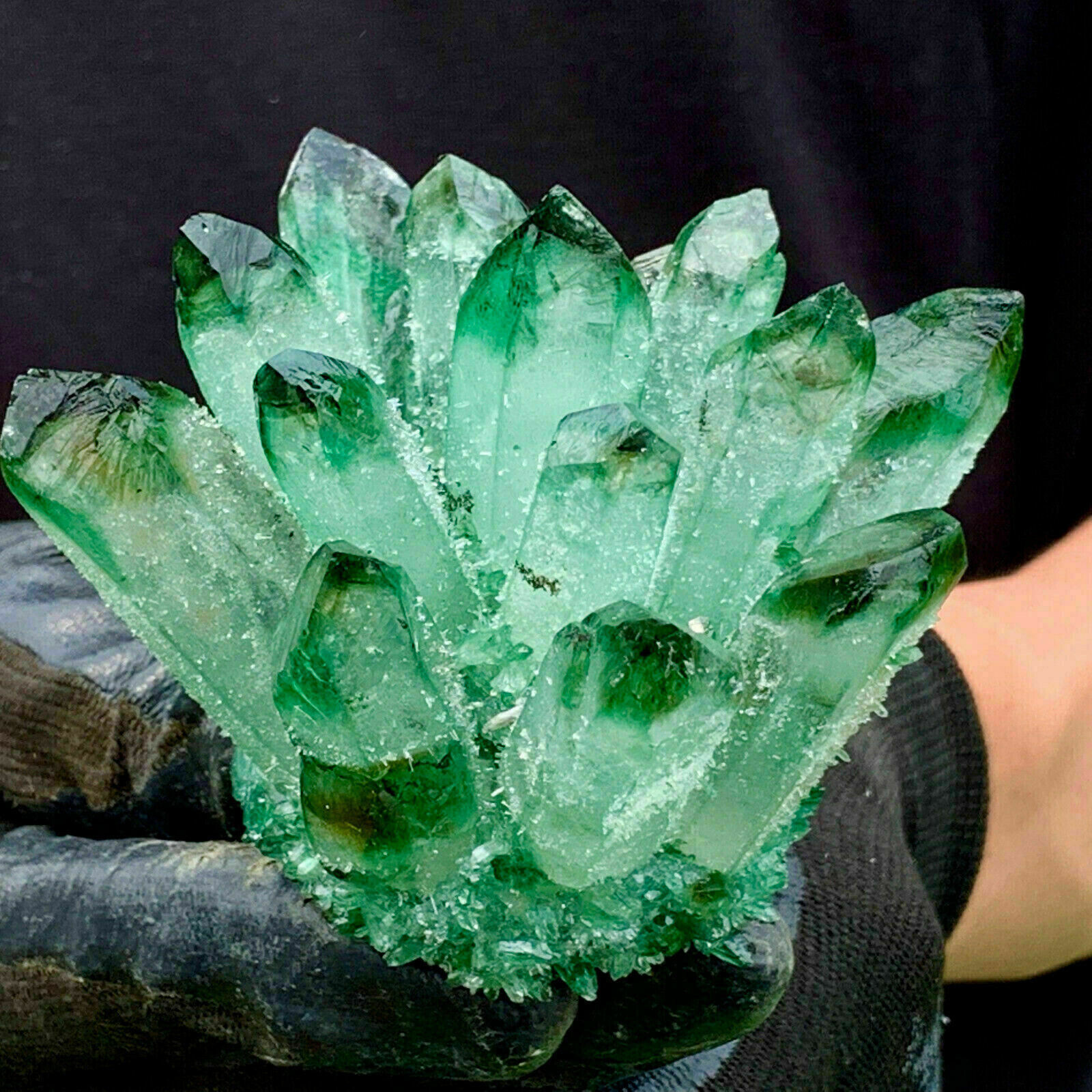 300g+ New Green Phantom Quartz Crystal Cluster Mineral Specimen Reiki Healing
