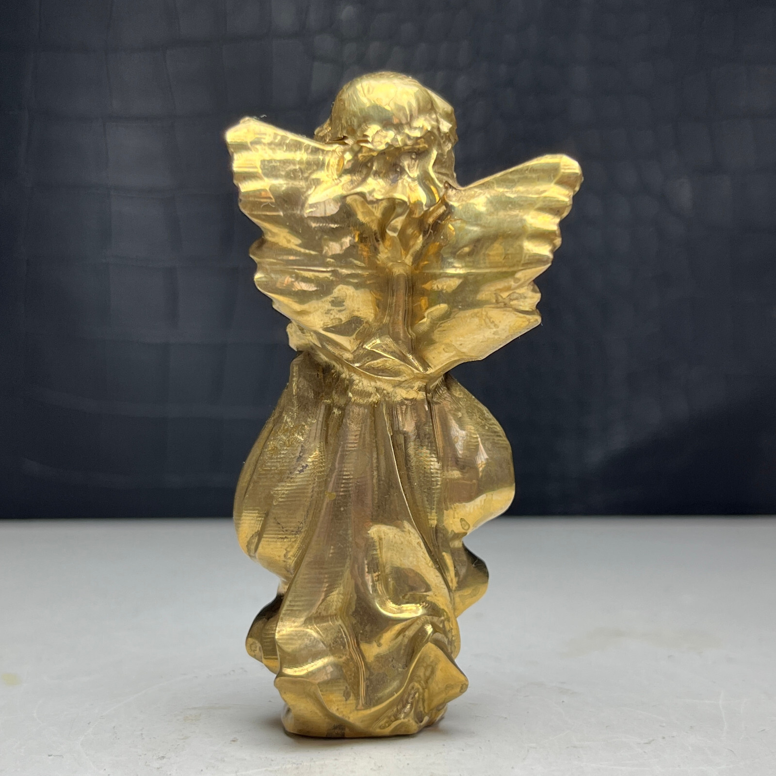 Natural Crystal Mineral Specimen.Brass. Hand-carved Angell. Gift. BP