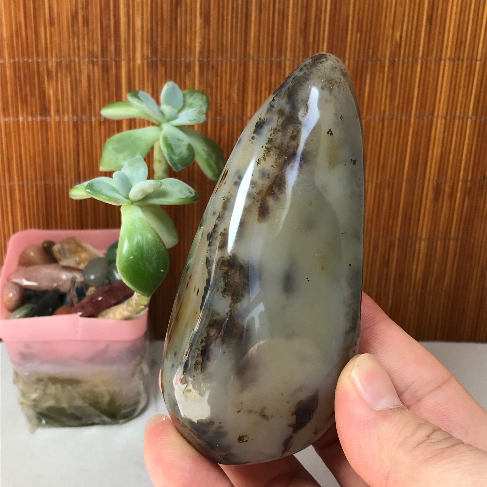110-47-27mm Natural aquatic plants agate pretty Crystal specimens 248g A1878