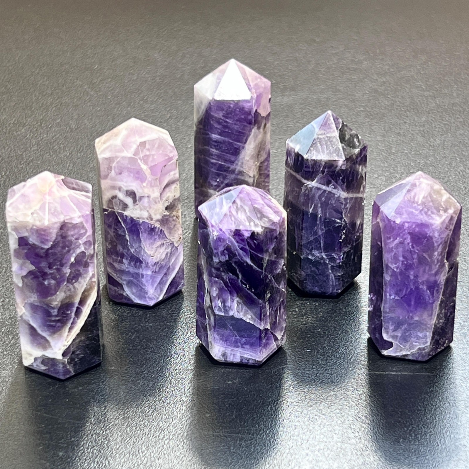 Banded Purple Amethyst Crystal Point Tower Obelisk Carving Wholesale Gemstone