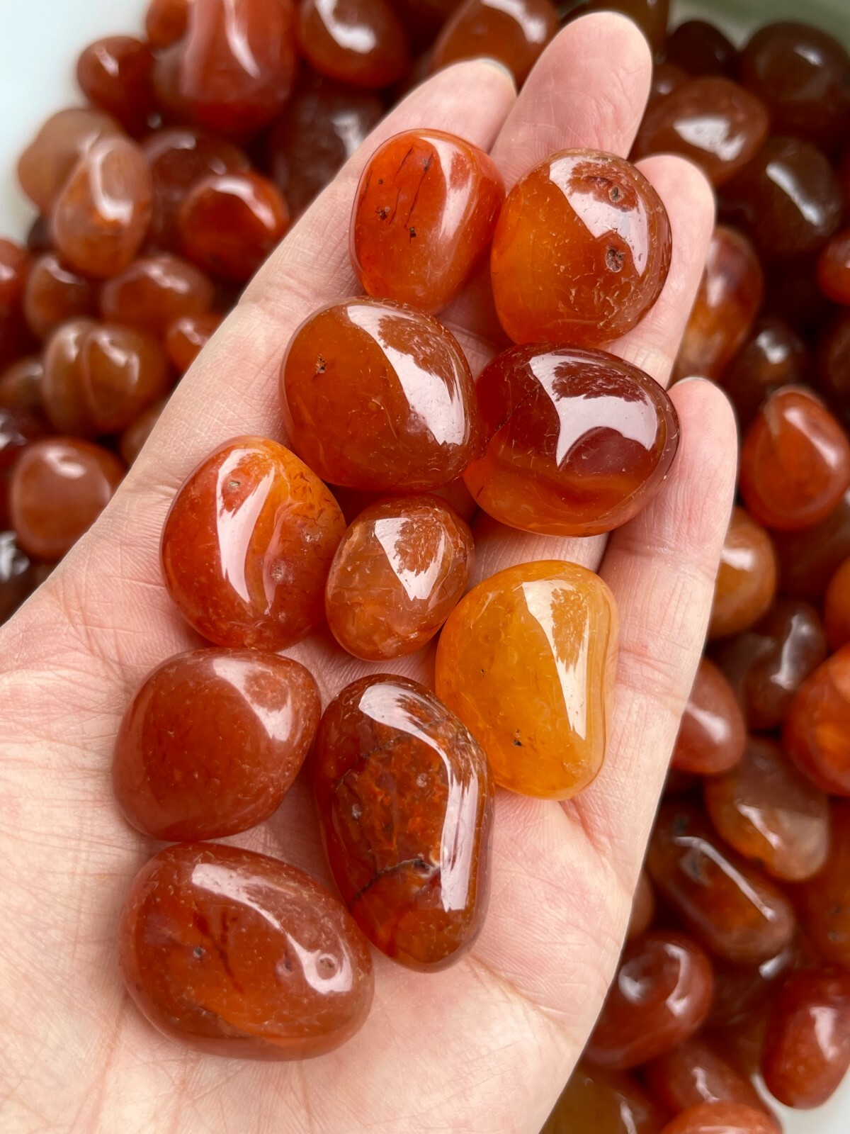 Grade A++ Carnelian Tumbled Stones, 0.75″-1.25″ Tumbled Carnelian, Pick a Weight