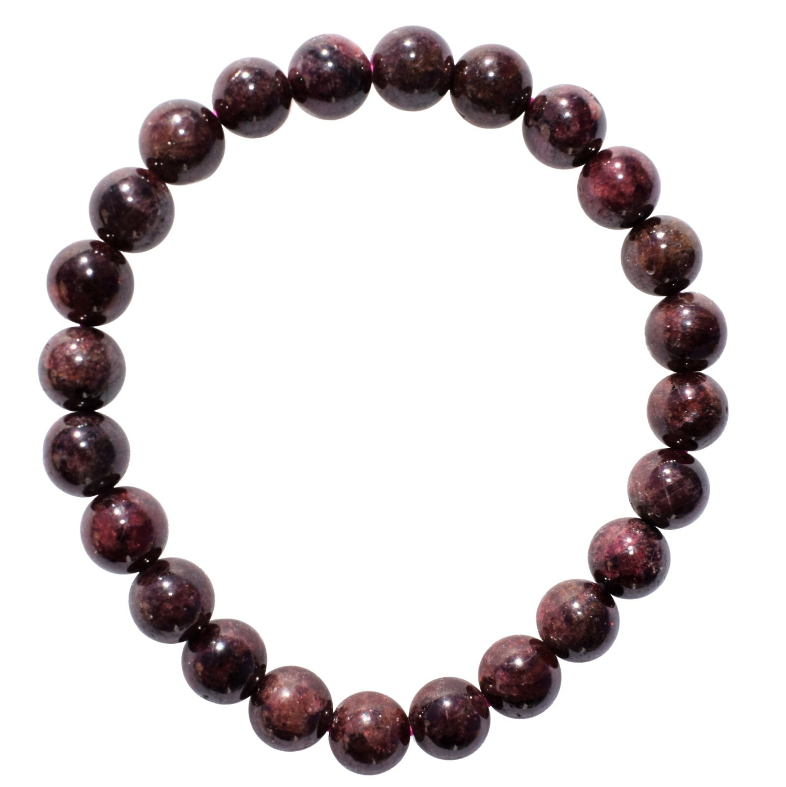 Premium CHARGED Rhodolite Garnet Crystal 7-8mm Bead Bracelet + Selenite Heart