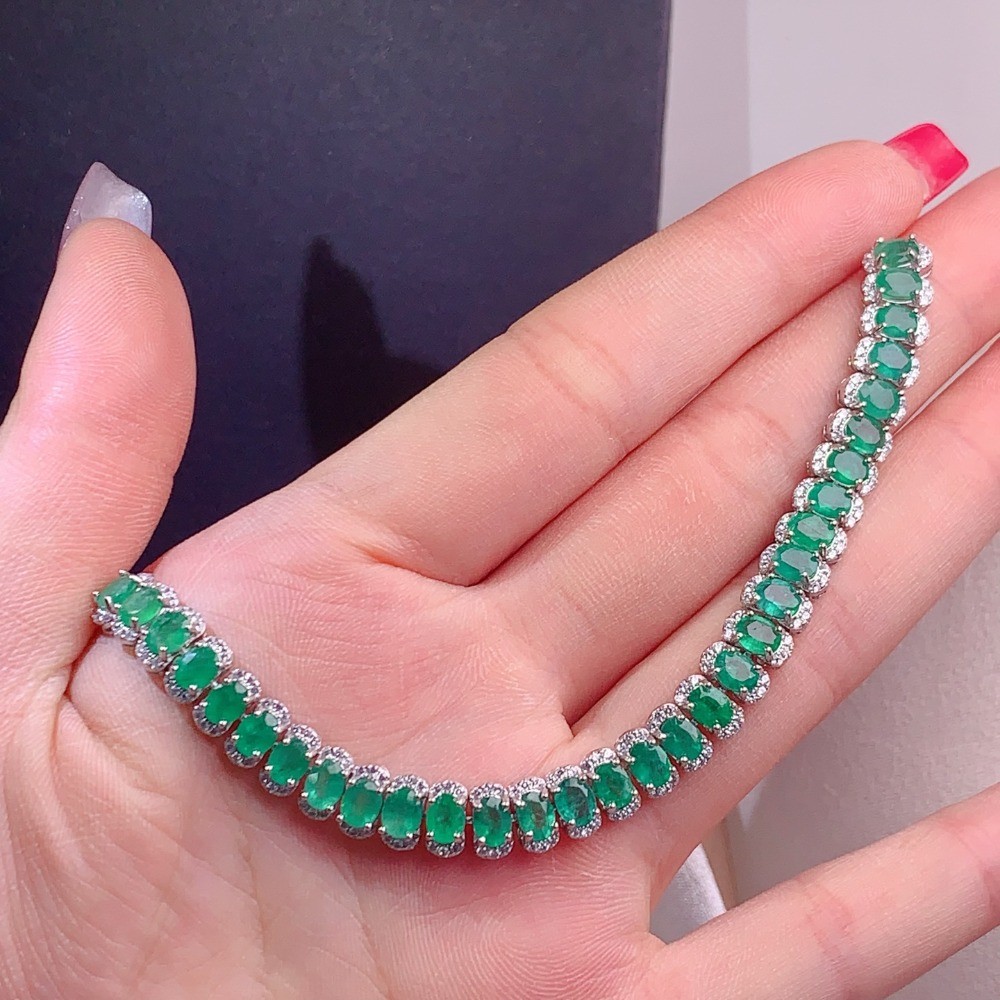 Natural Highquality emerald bracelet Gemstone Jewelry S925Silver Plated18K Gold