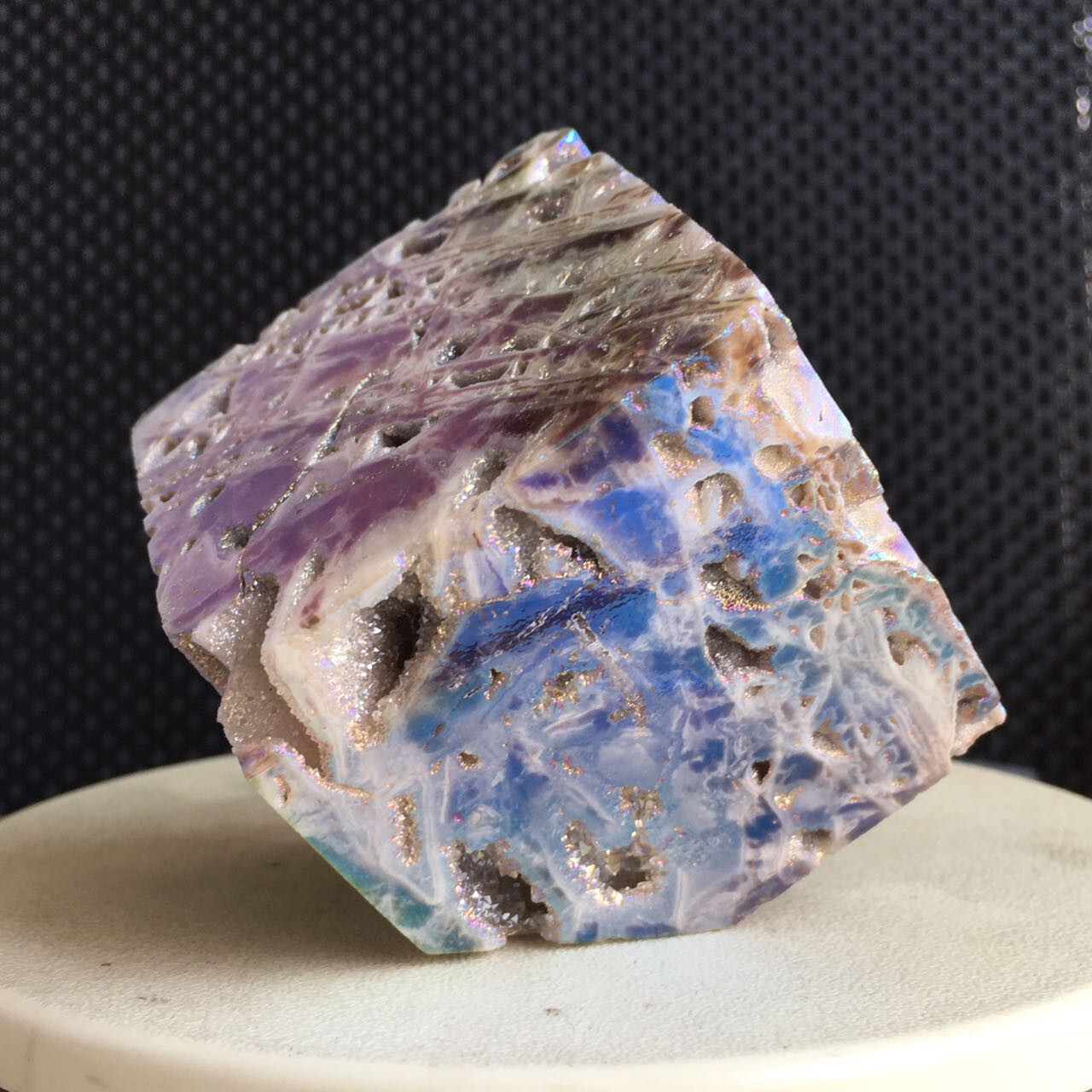 393g Titanium Angel Aura Sphalerite Cube Geode Quartz Crystal Specimen Healing