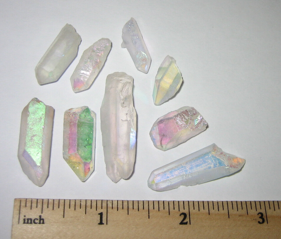 9 BEAUTIFUL .6-1.3″ ANGEL AURA QUARTZ CRYSTAL POINTS (TREATED IN USA) ~ 22.9g *3