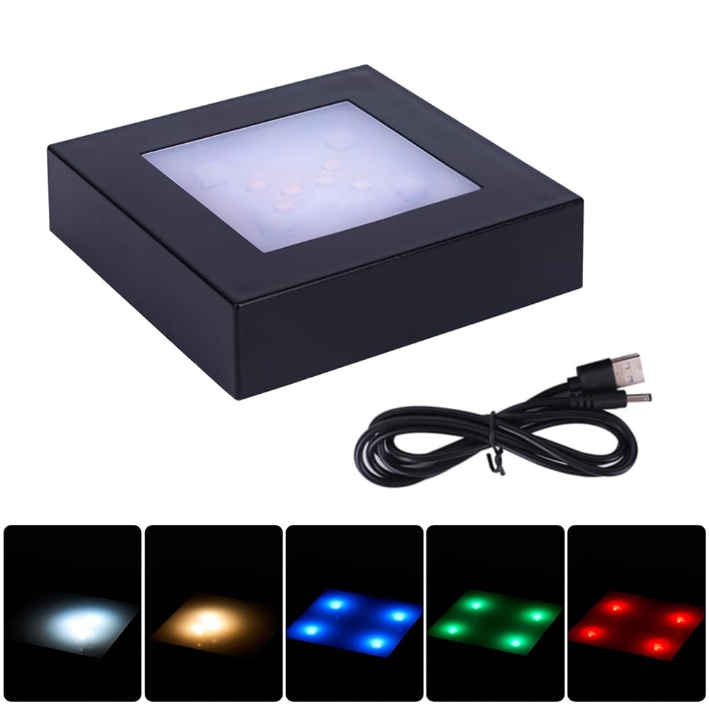 LED Multimodal Multicolor Light Stand Base Black – Square Display Base for 3D Cr