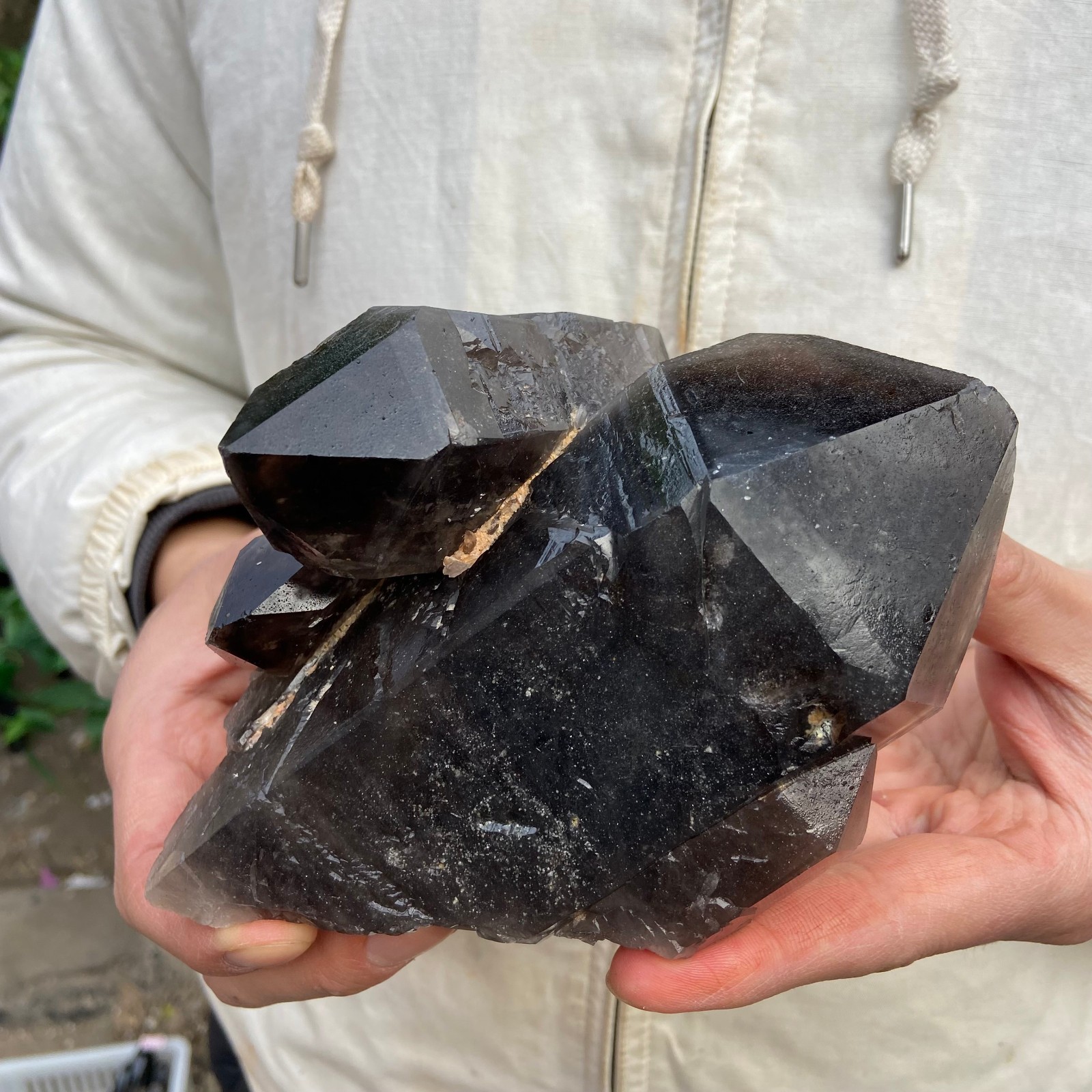 2.4lb Natural Black Smoky Quartz Crystal Cluster Raw Mineral Specimen