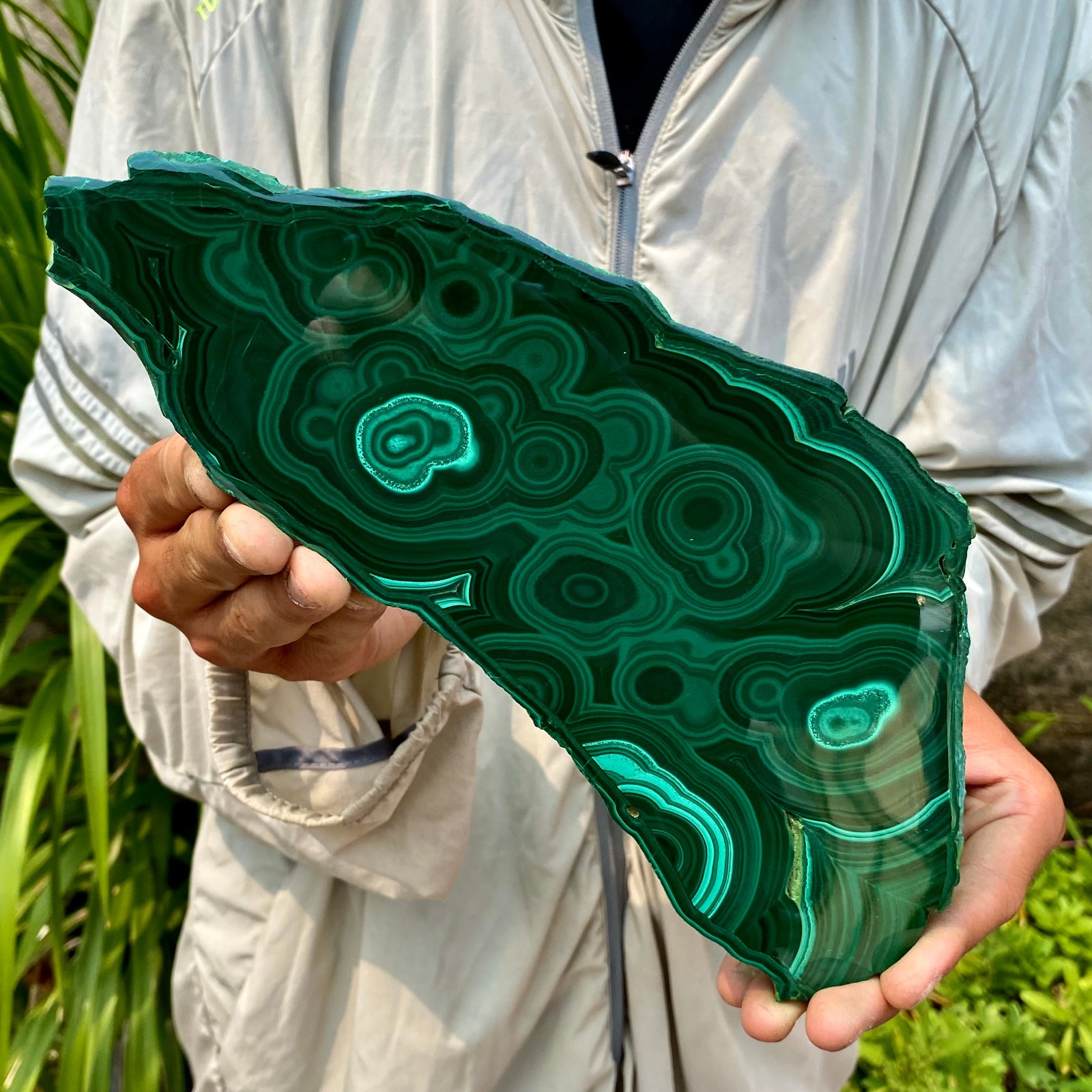 2.6LB Natural malachite slice quartz crystal luster mineral specimen