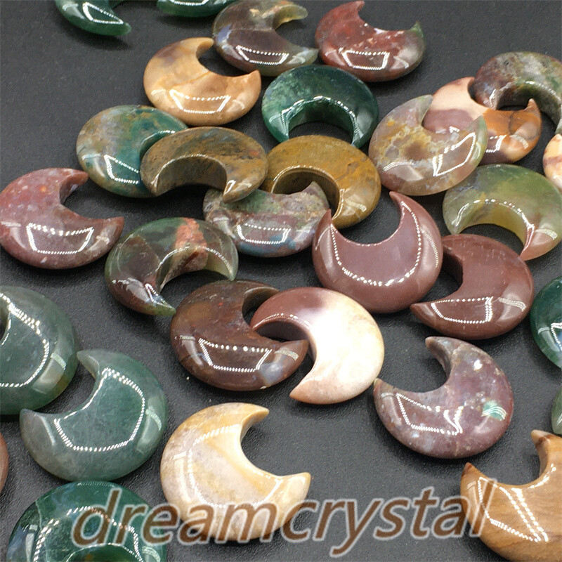 100pcs Natural ocean jasper moon Carved Quartz Crystal Skull Gift 28mm-wholesale