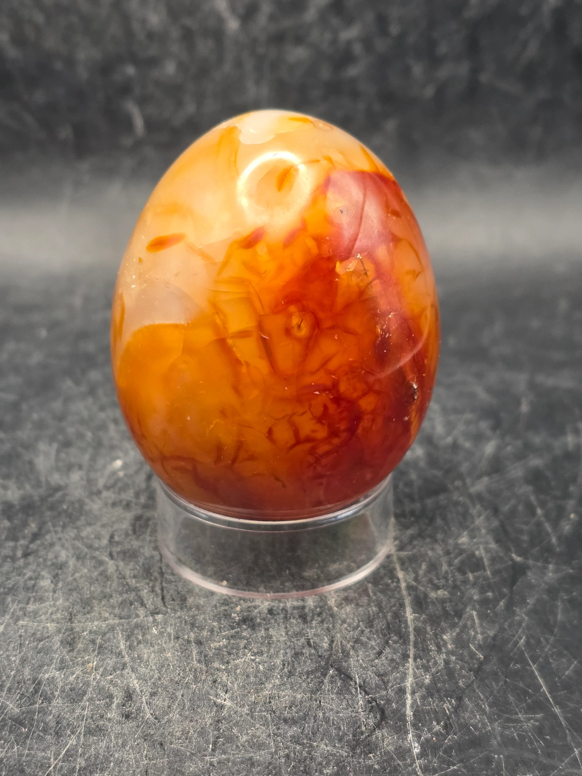 Druzy Carnelian agate egg! 4.5 ounces, 2 inches tall, 1.6″ wide
