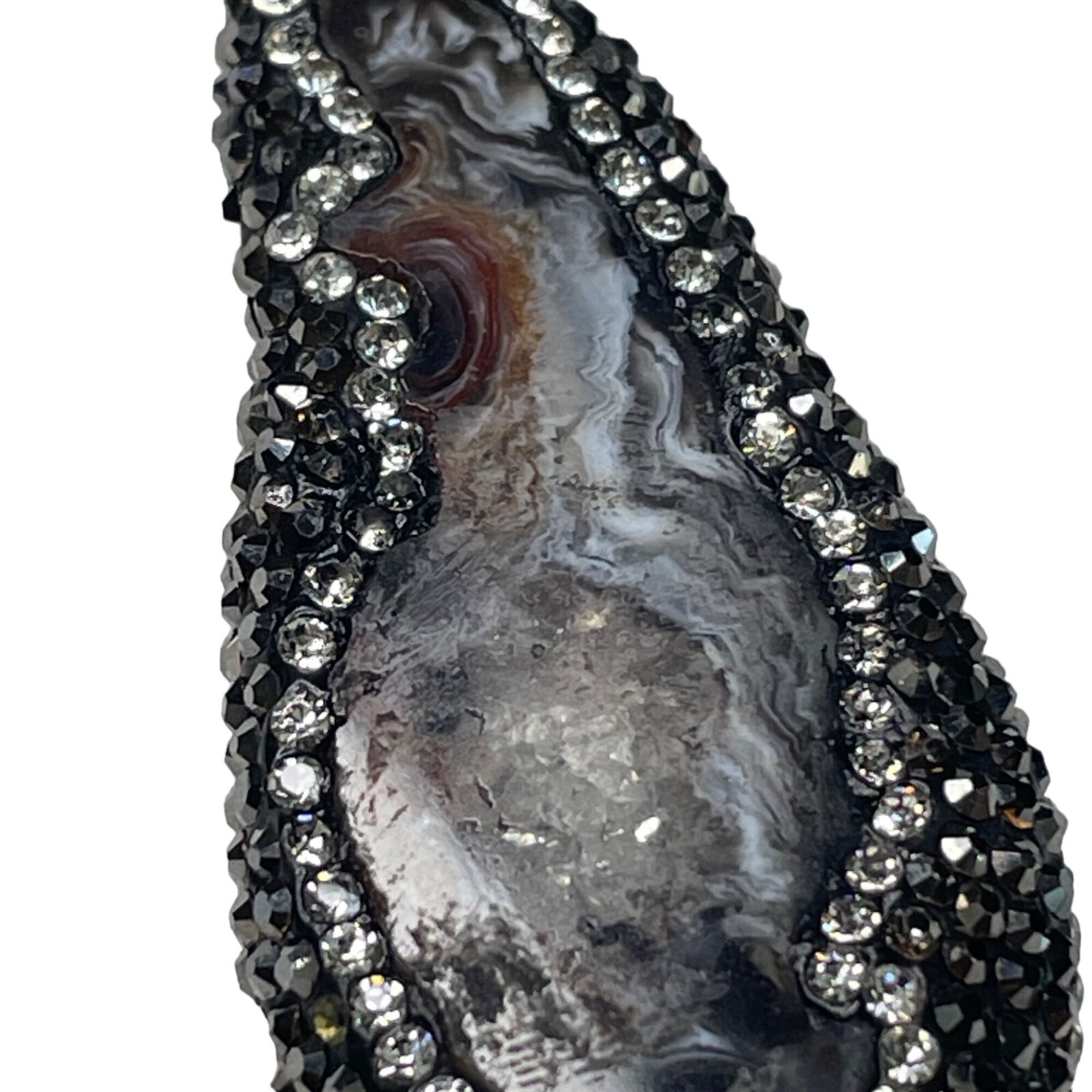Sliced Geode Pendant Necklace Gem Stone Agate Glass Bead Chain Jewelry u