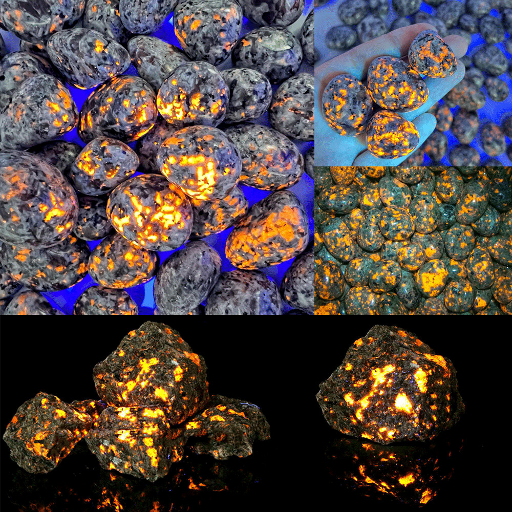 Wholesale “Raw” “Polished” Tumbled Yooperlite Flame Fire Stone Crystal Glowing