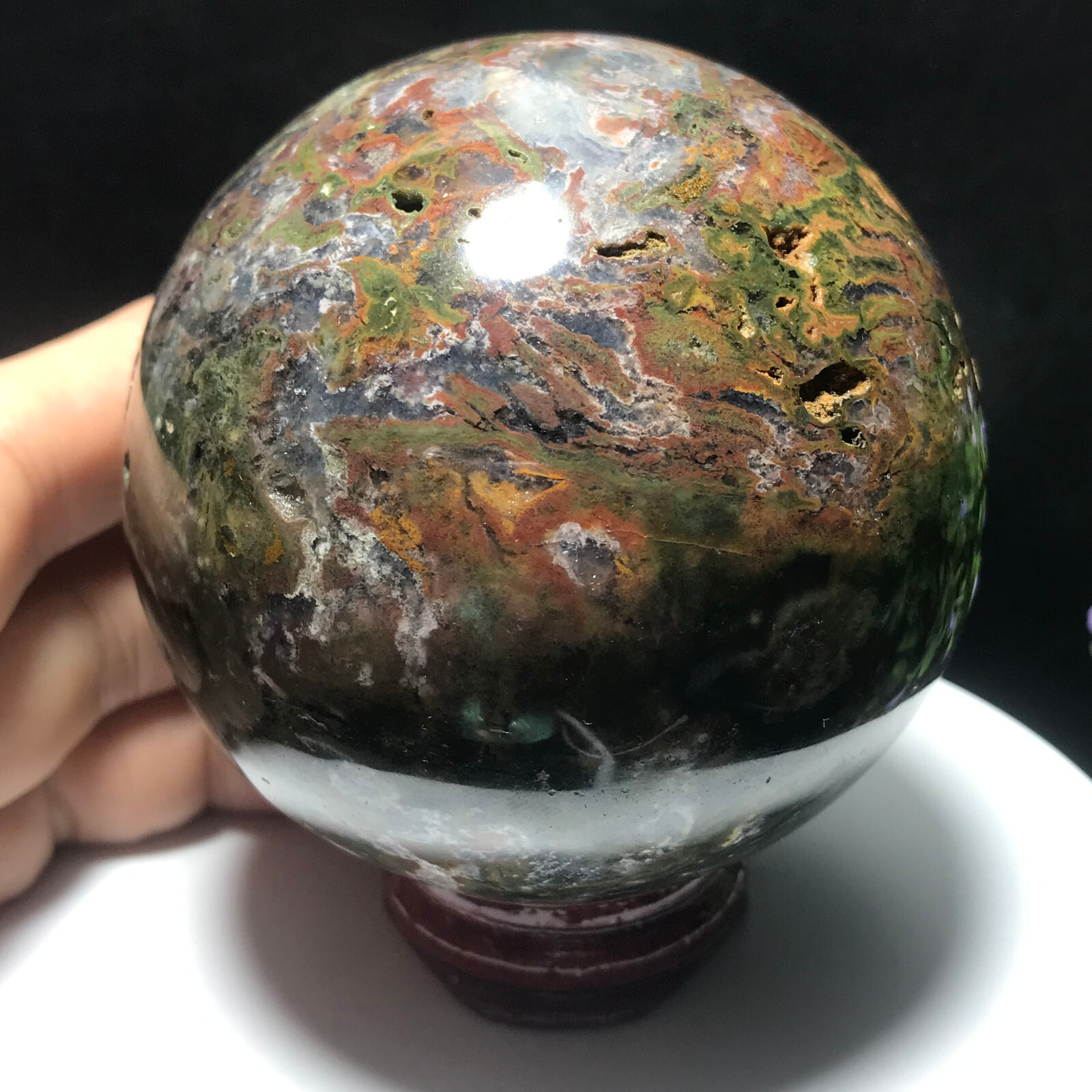 515g 73mm Colourful Ocean Jasper Quartz Crystal Ball Specimen Healing 63