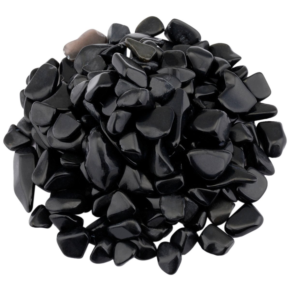 Black Obsidian Tumbled Stones 0.3-0.5 inch, 1lb (460g) Crushed Chips