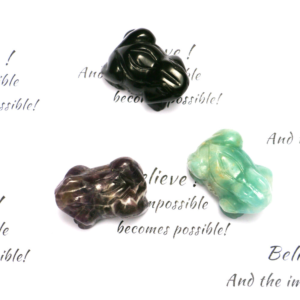 1.5″ Mini Frogs Crystal Natural Quartz Carved Skull Point Animal Healing Gift